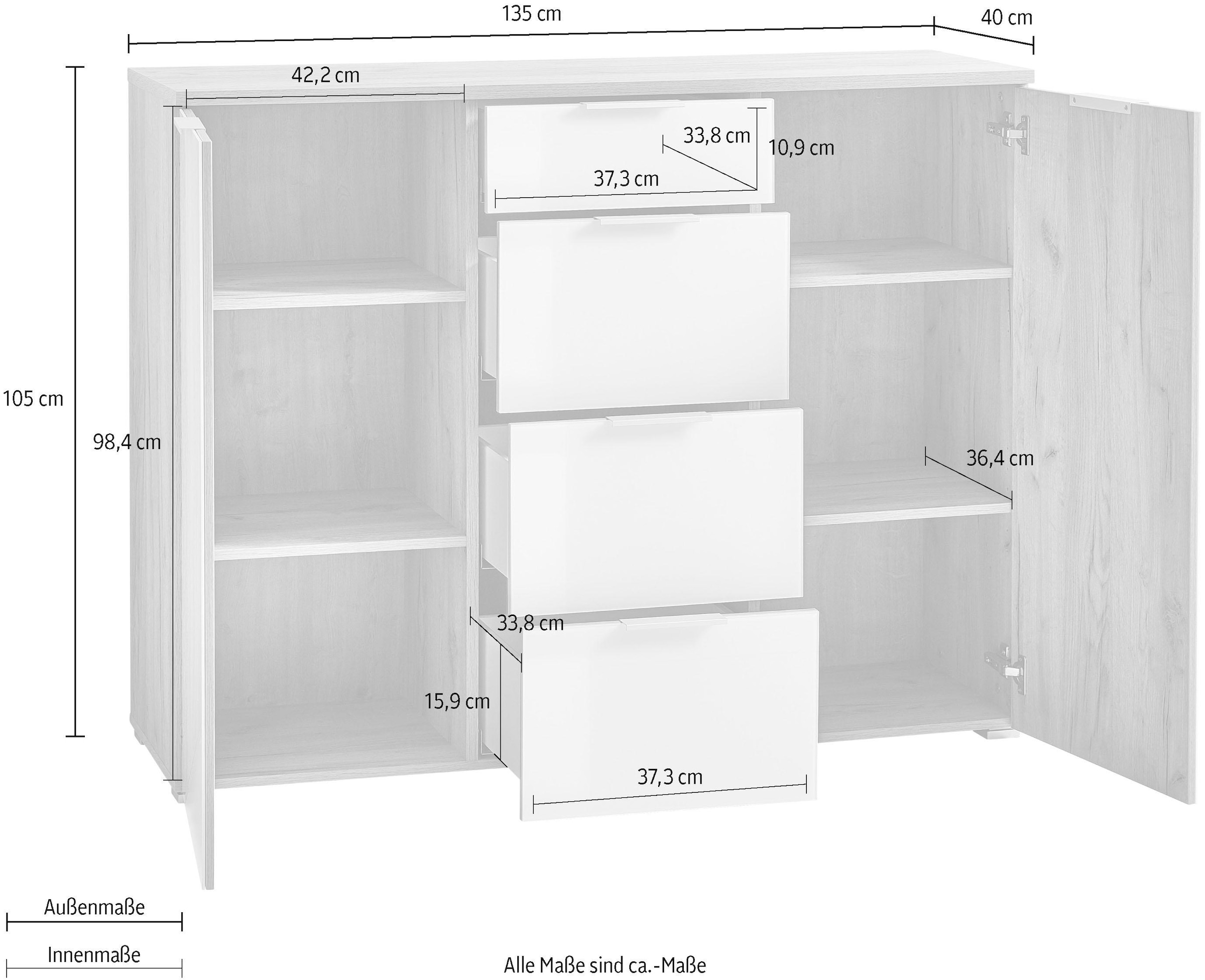 GERMANIA Sideboard »GW-Telde«, Breite 135 cm kaufen auf Rechnung