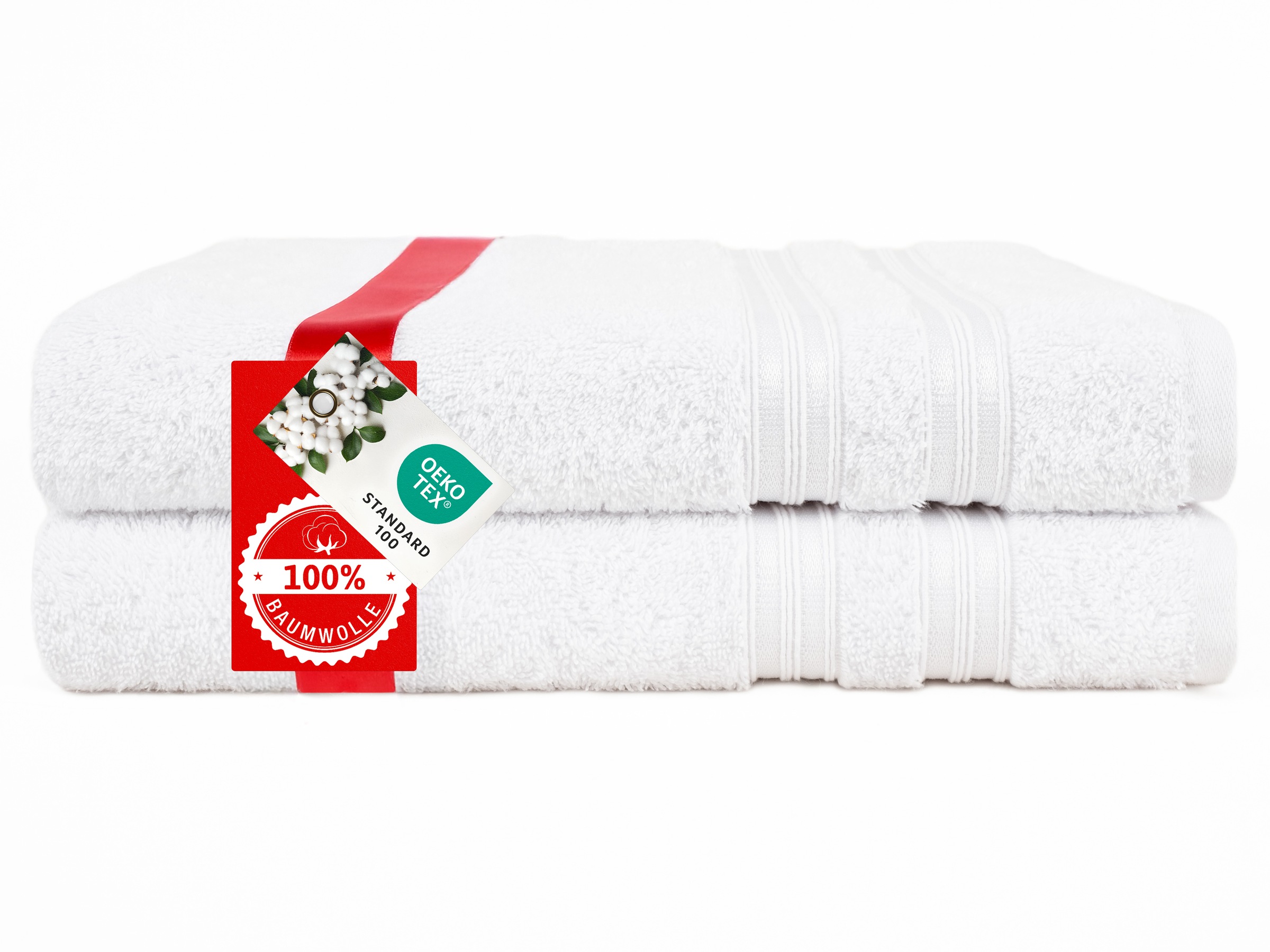 HAMMETEX Duschtuch »2er Set Badetücher 70x140 cm, 100% Baumwolle, Weich & Saugstark«, (Set, 2 St., 2), mit Bordüre, einfarbig, weich