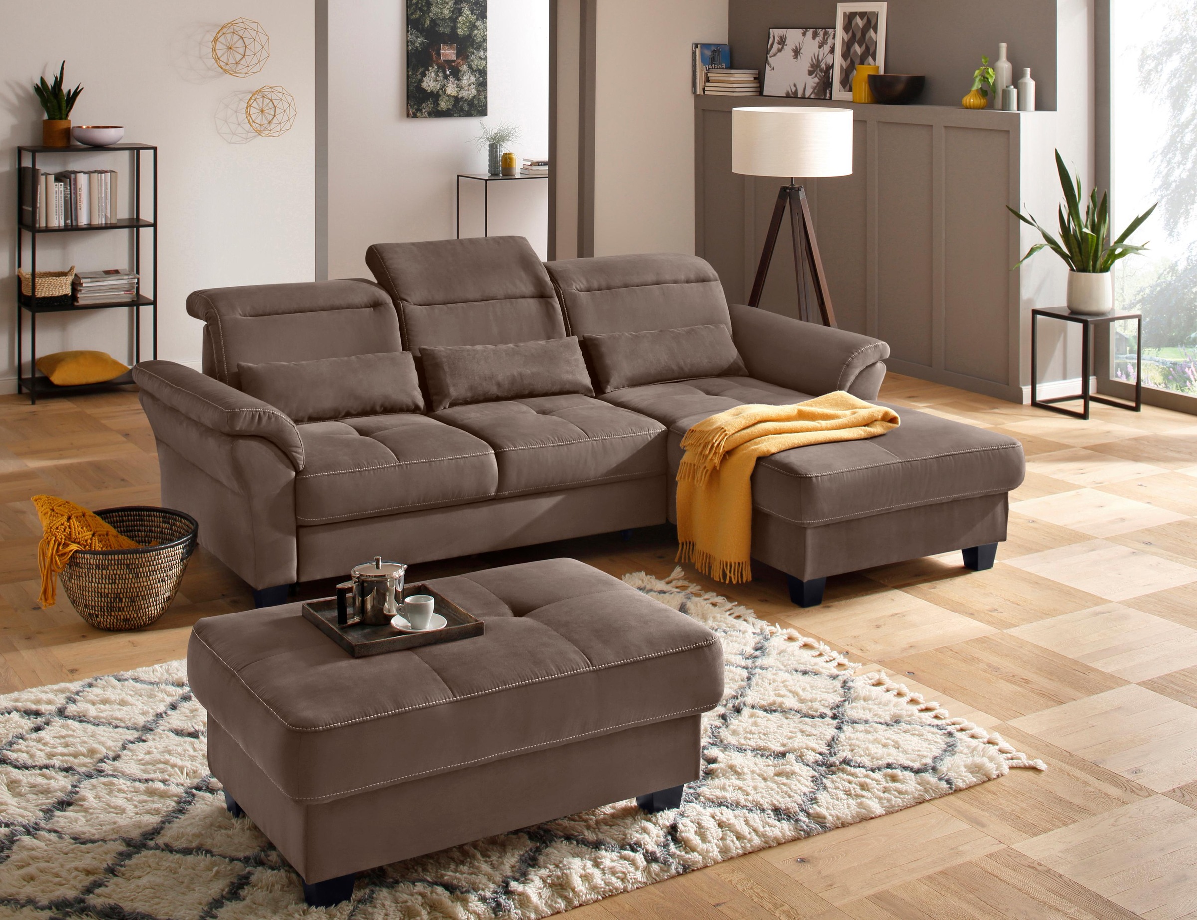 Home affaire Ecksofa »Solvei L-Form« mit Recamierenabschluß und Sitztiefenv günstig online kaufen