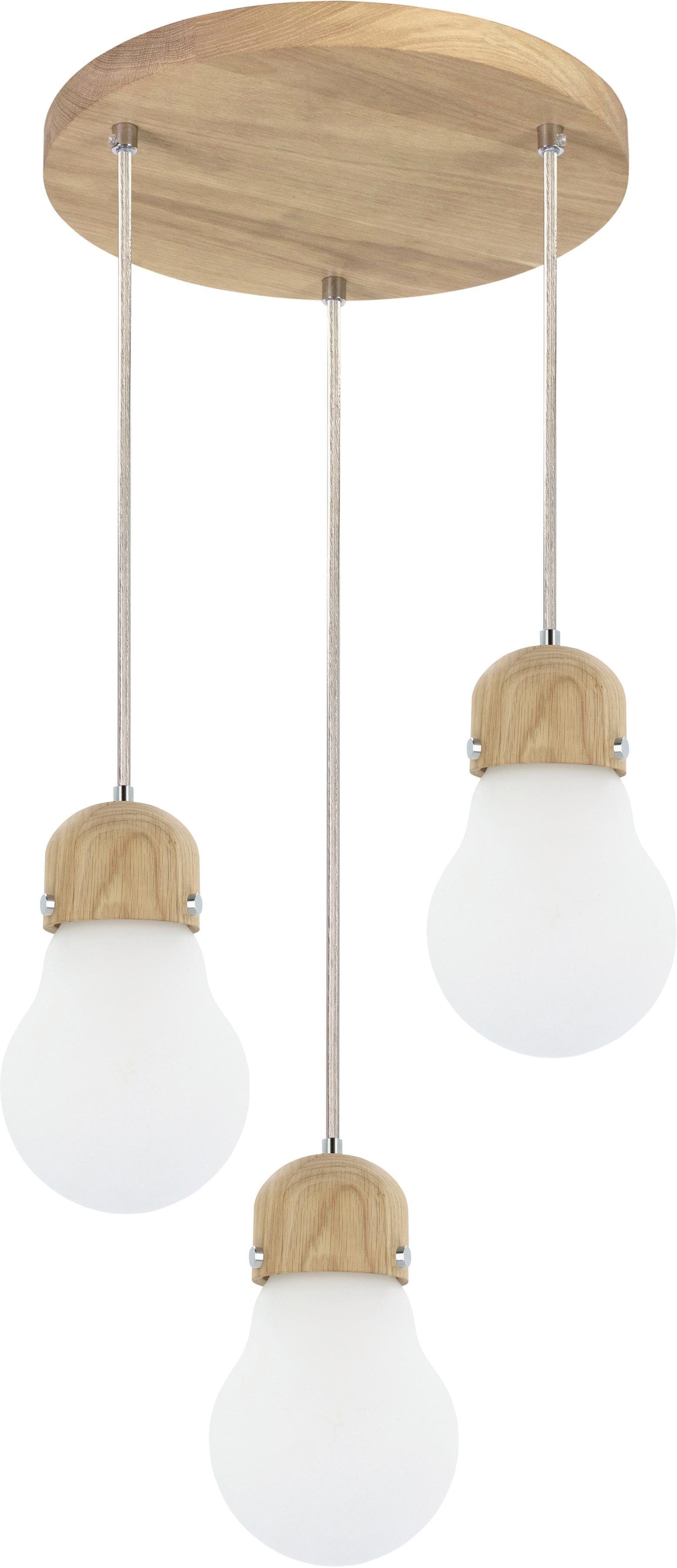 BRITOP LIGHTING Pendelleuchte »BULB WOOD«, 3 flammig, Leuchtmittel E27   oh günstig online kaufen