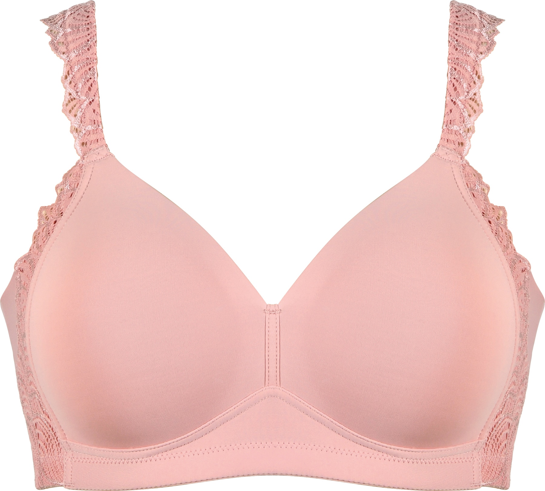 Naturana Bügelloser BH, vorgeformte Cups, breite Träger, ohne Bügel, mit Spitze, bequem