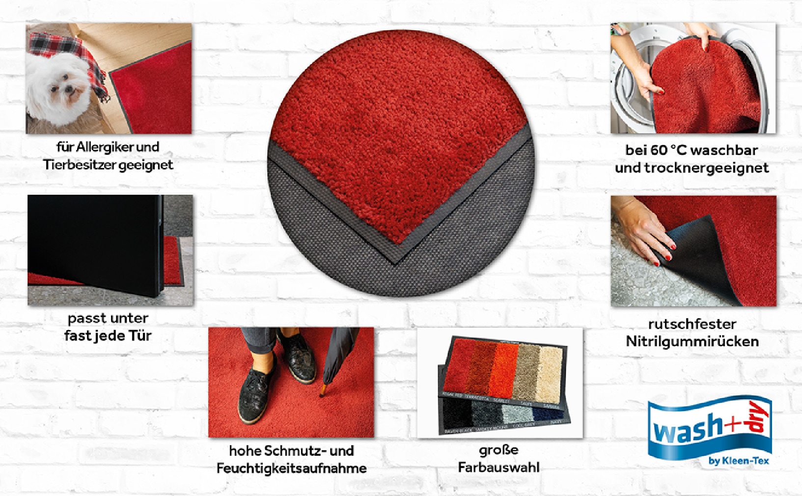 wash+dry by Kleen-Tex Fußmatte »Original Uni, Schmutzfangteppich« rechteckig 9 mm Höhe Schmutzmatte, rutschhemmend, auch als Läufer erhältlich