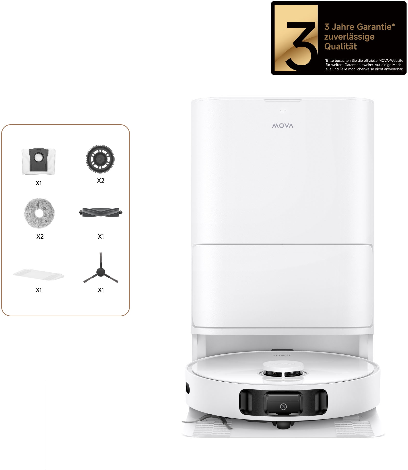 Mova Saugroboter »Mova E30 Ultra, mit Absaugstation,«, 7000 Pa Saugleistung/Automatische Absaugung und selbstreinigende Mopps