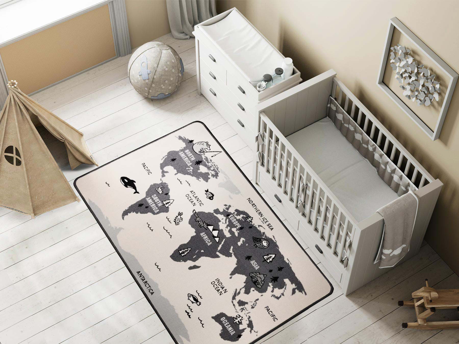 Primaflor-Ideen in Textil Kinderteppich »RETRO - Weltkarte, Made in Belgium günstig online kaufen