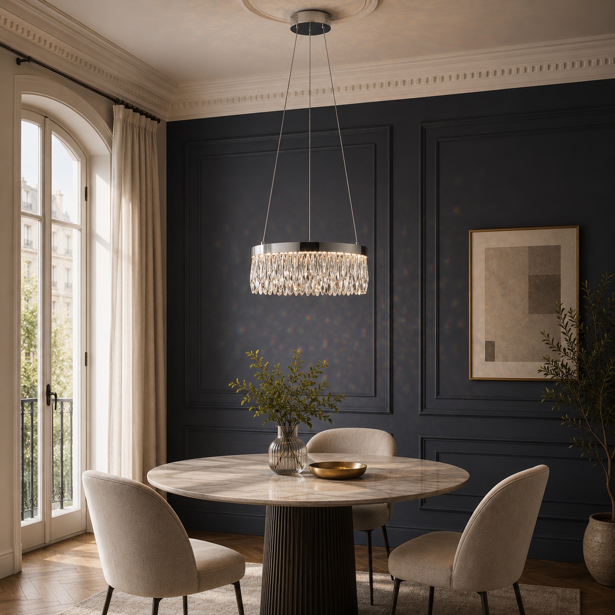lumiCouture LED Pendelleuchte »Celestia« LED-Modul 1 Stk. Warmweiß H. 150 cm, 2700 K, K9-Kristalle, dimmbar