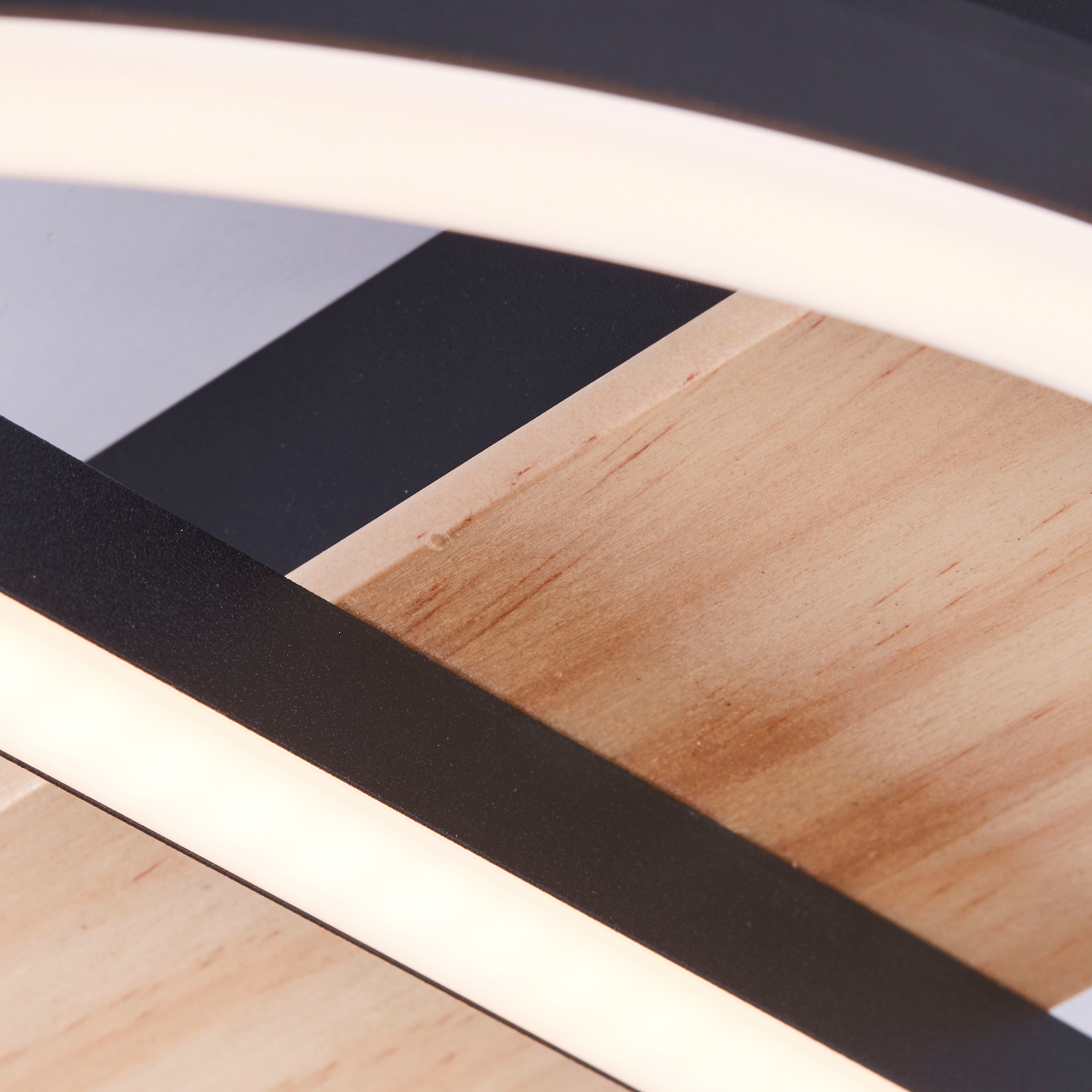 my home LED Deckenleuchte »Lysann Deckenlampe«, Leuchtmittel LED-Board | LED fest integriert, 39 x 37 cm, 24 W, 2500 lm, 3000 K, Holz/Metall, braun/schwarz