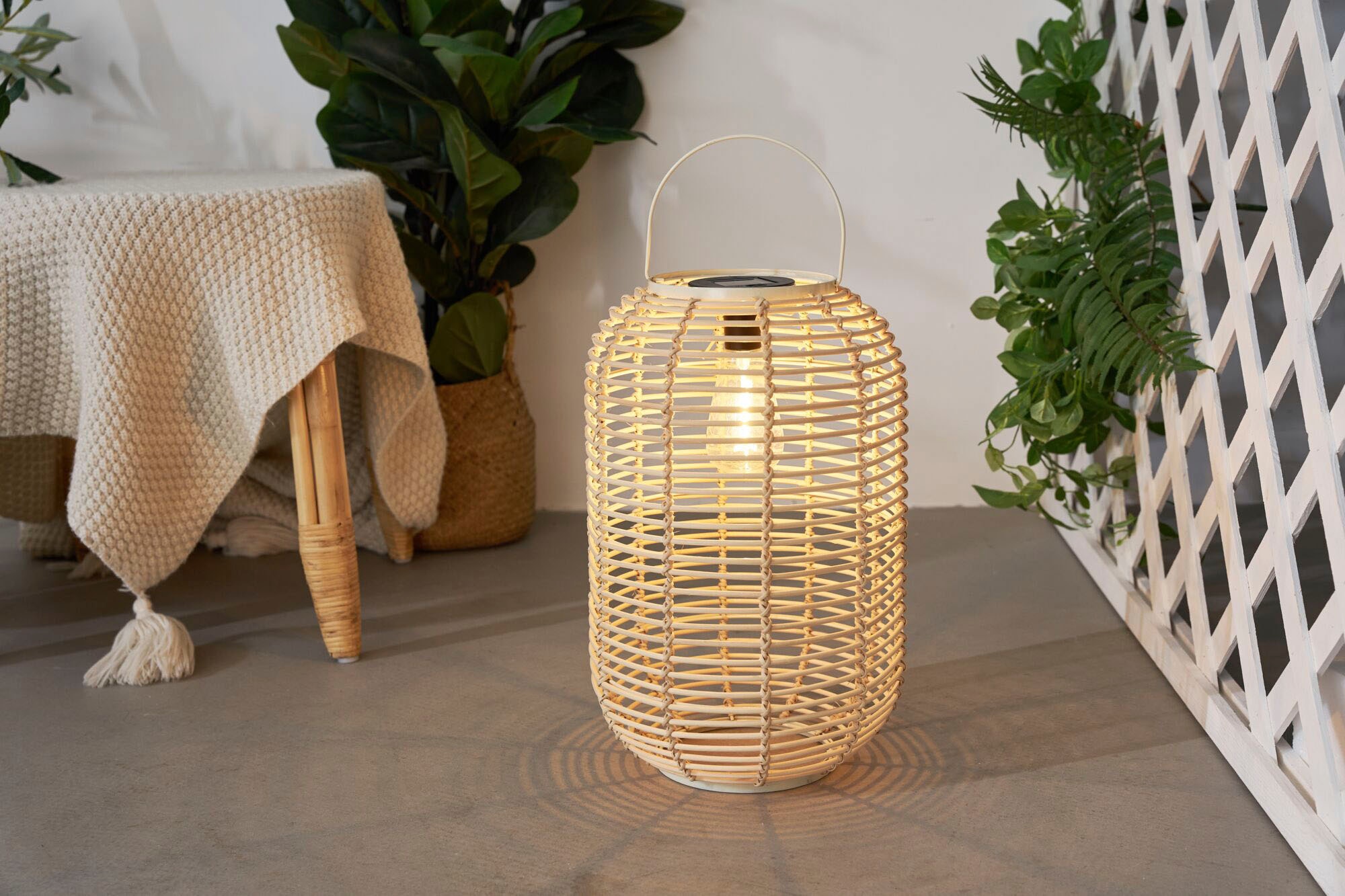 Pauleen LED Laterne »Sunshine Nature Solarlaterne Beige Rattan/Metall/Kunststoff«, 1 flammig, Solar