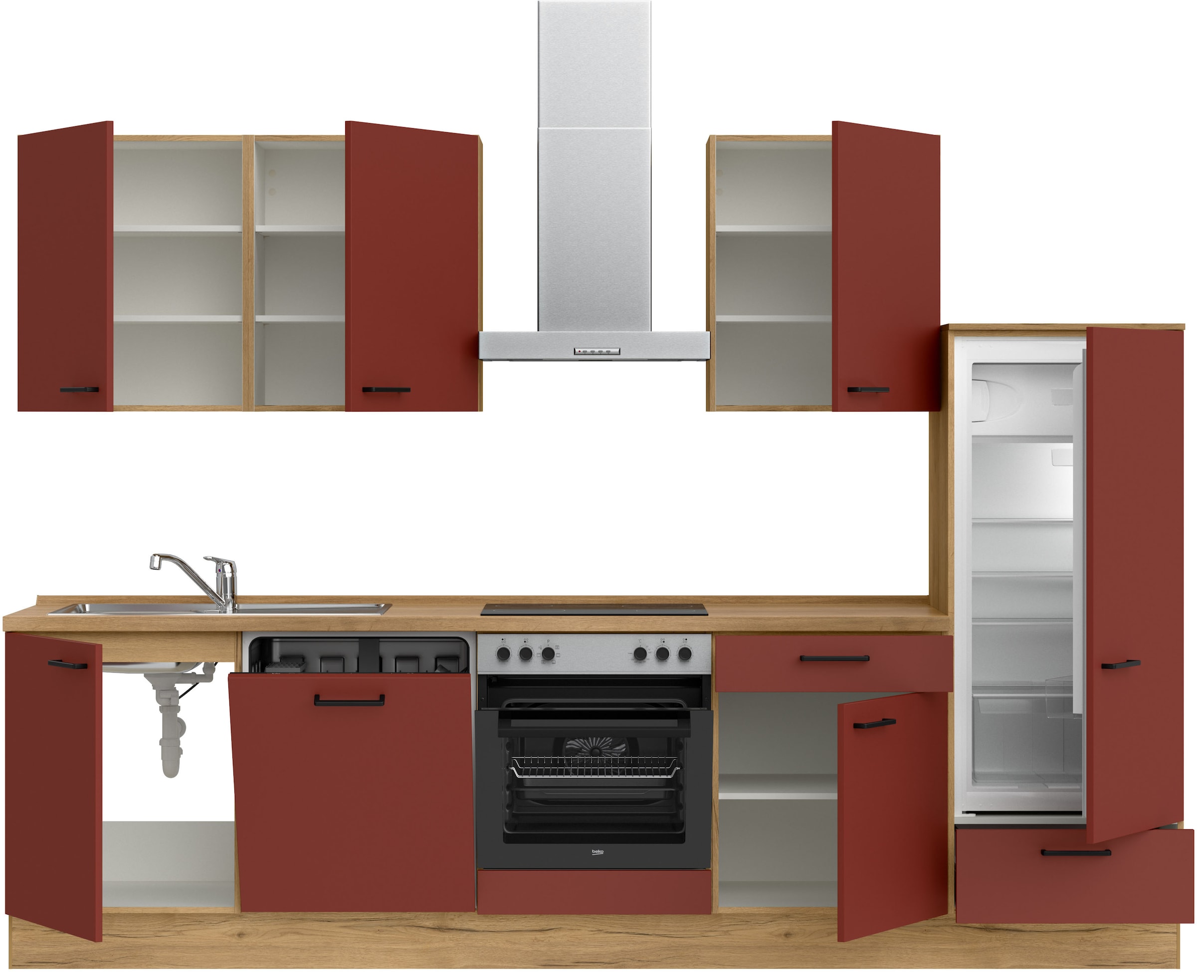 nobilia® Küchenzeile »"Easytouch I"«, vormontiert, Ausrichtung wählbar, Breite 300 cm, wahlw. mit E-Geräten