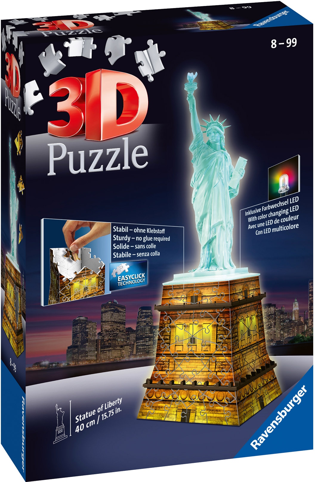 Ravensburger 3D-Puzzle »Freiheitsstatue bei Nacht«, mit Farbwechsel LEDs; Made in Europe