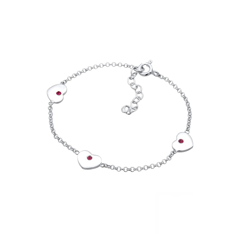 Elli Armband »Kinder Herzen Rosa Kristalle Silber«