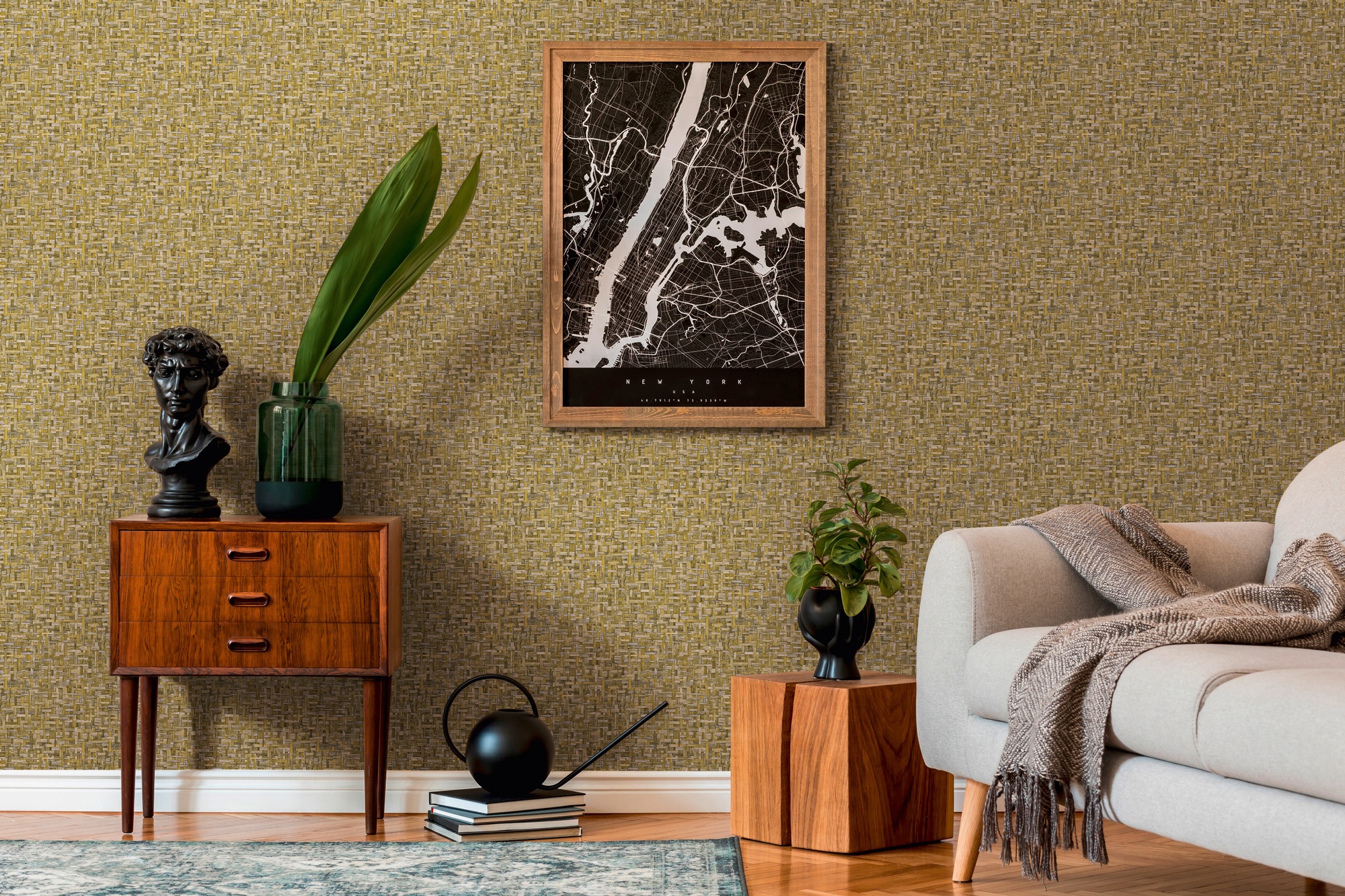 Architects Paper Vliestapete »Jungle Chic«, Flechtoptik-gemustert-Motiv, Tapete Holzoptik Tapeten Wohnzimmer Schlafzimmer Küche Flur Design