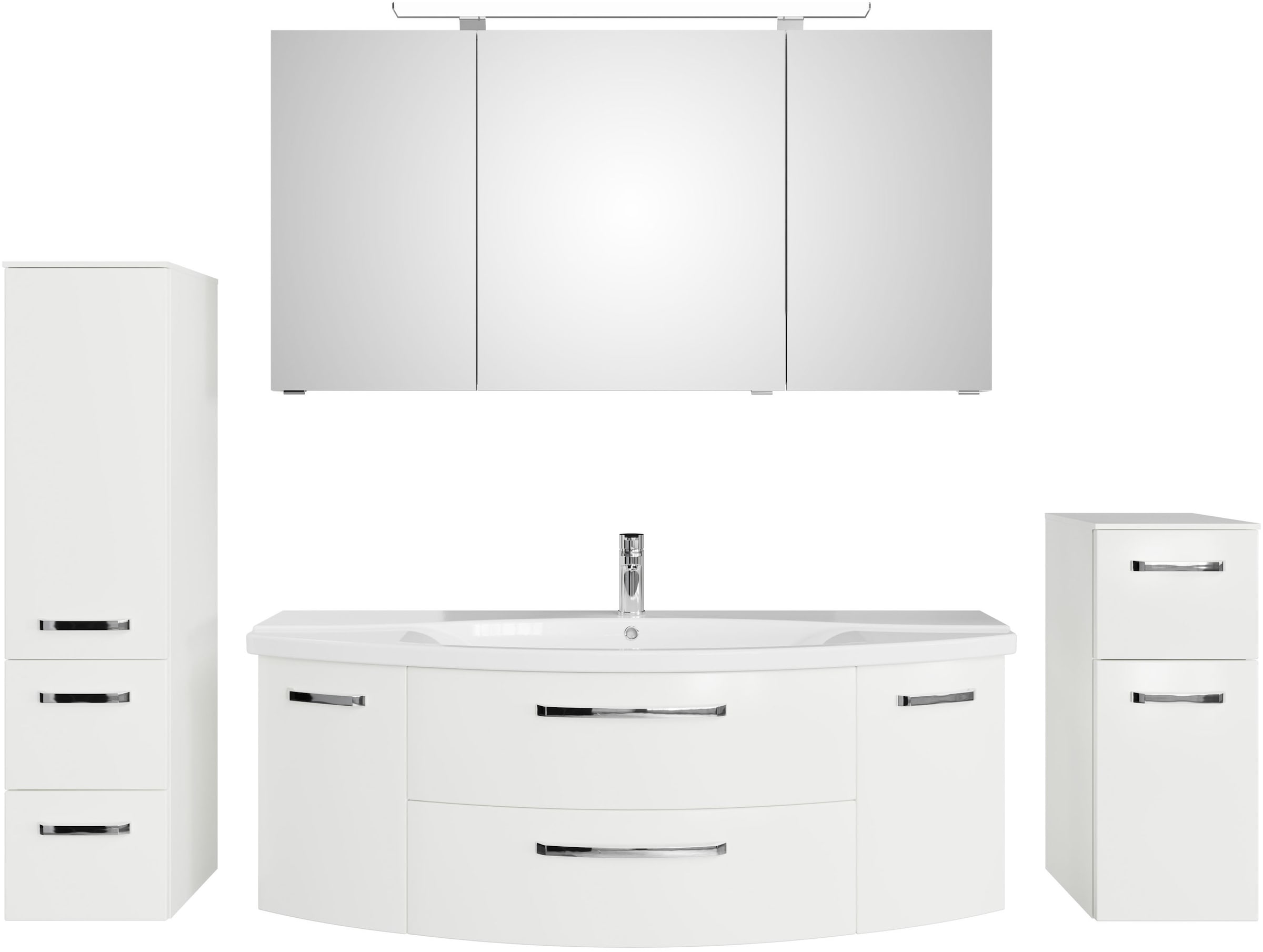 Saphir Badmöbel-Set »Serie 4010 4-teilig Keramik-Waschtisch mit LED-Spiegel günstig online kaufen