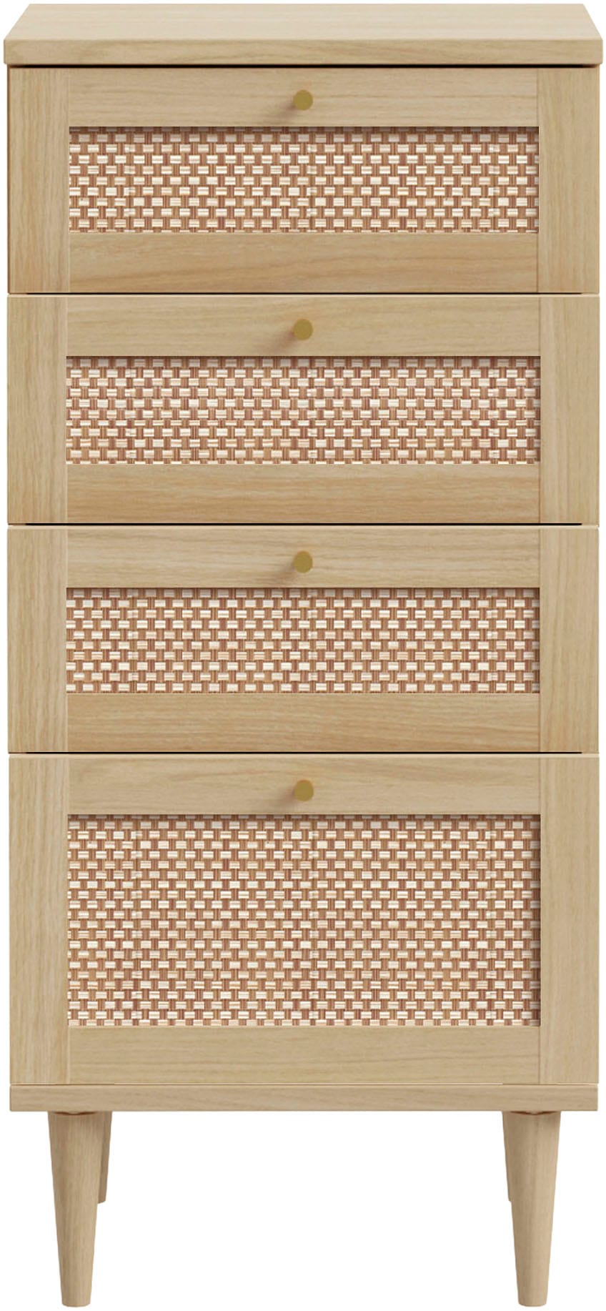 OTTO home Kommode »ELLIAN mit  Wiener Geflechtoptik, 4 Schubkästen« Holzfüße, Metallgriffe, Made in EU, viel Stauraum
