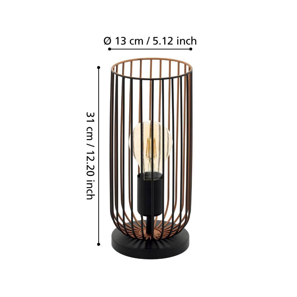 EGLO Tischleuchte »ROCCAMENA Tischlampe, Nachttischlampe, schwarz, kuper, Stahl, E27«, 1 flammig, Leuchtmittel E27 | ohne Leuchtmittel, Draht, Wohnzimmer, Schlafzimmer, Büro, Deko, Industrial, 31x13cm
