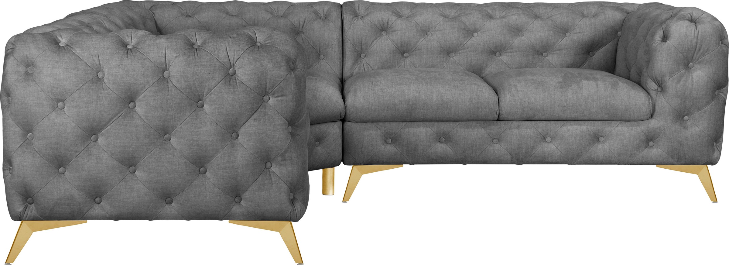 Leonique Chesterfield-Sofa »Ecksofa GLYNIS L-Form mit Wellenunterfederung, günstig online kaufen