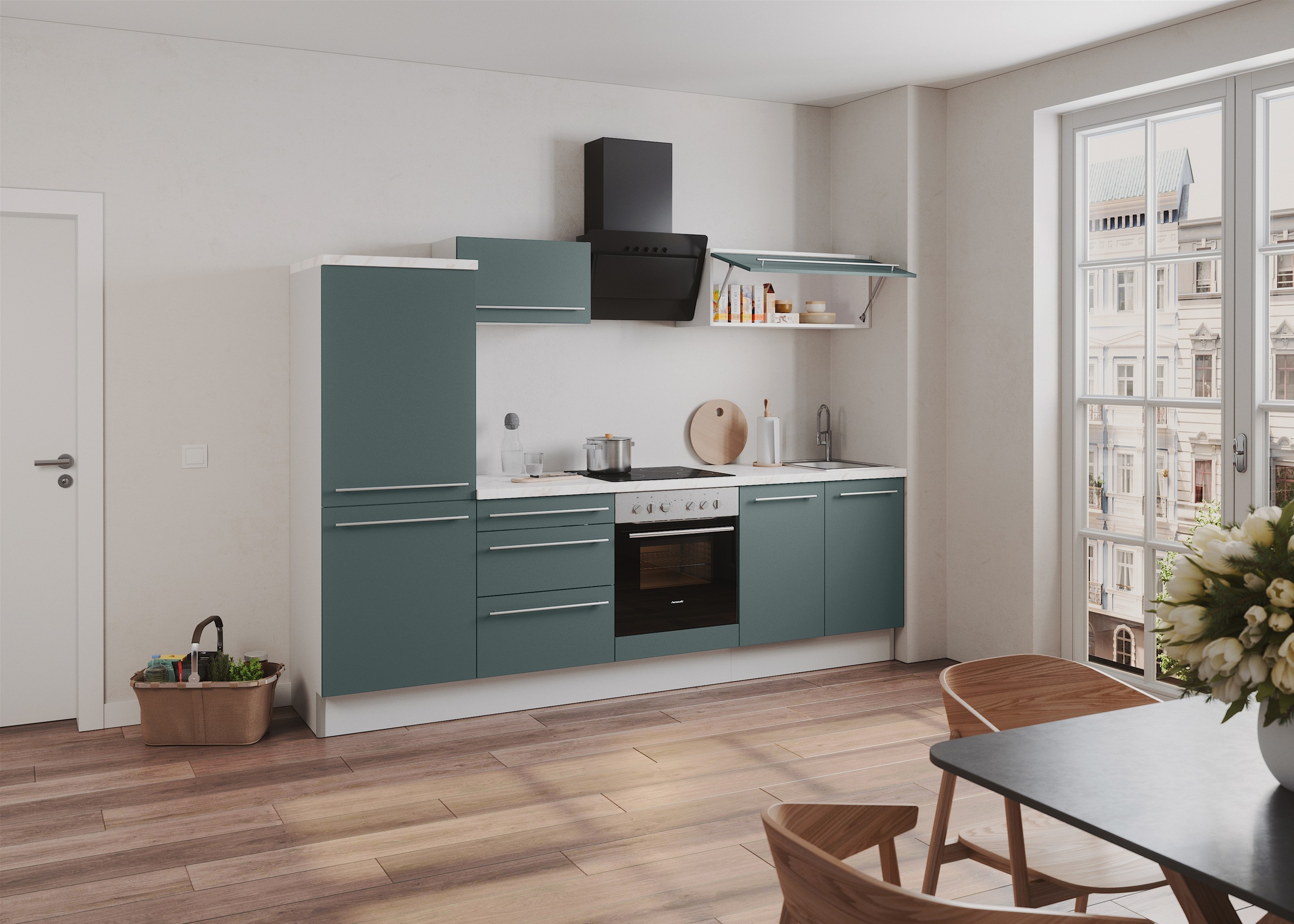 KOCHSTATION Küche »KS-Bern2«, Breite 270 cm, wahlweise mit E-Geräten, Seite günstig online kaufen