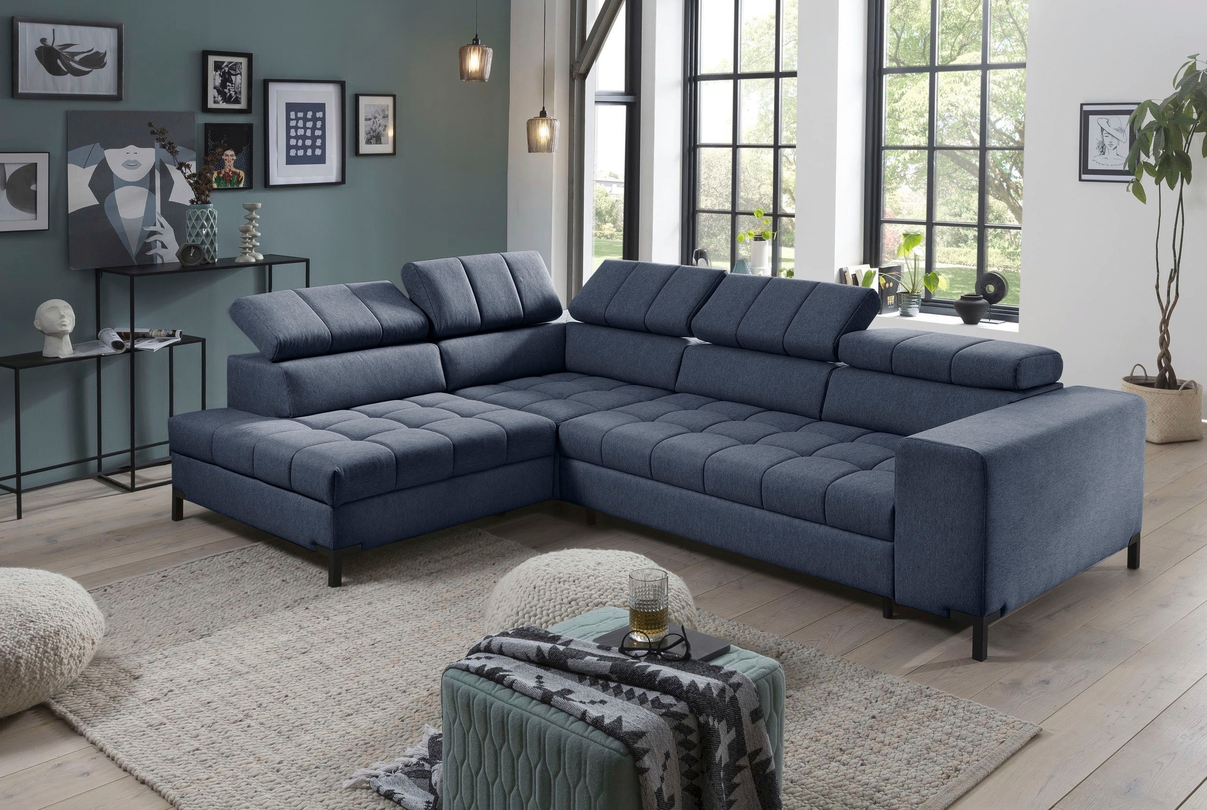 exxpo - sofa fashion Ecksofa »Bocco, hochwertige Verarbeitung, toller Sitzkomfort, bequem, L-Form« wahlweise mit Bettfunktion u. Bettkasten, inkl. Kopfteilverstellung