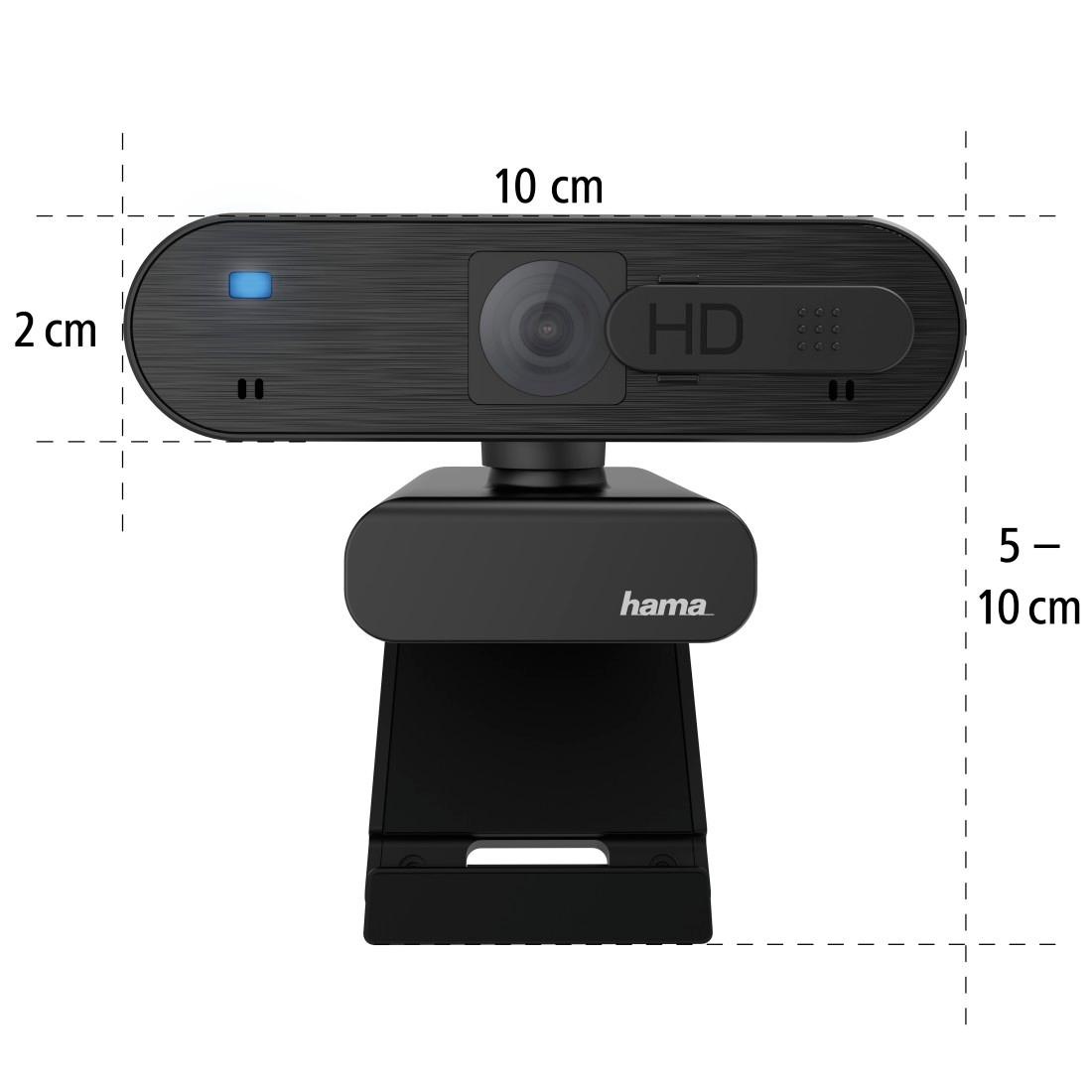 Hama Full HD-Webcam »PC Webcam für Laptop PC, Streaming, Chatten mit Mikrofon, Windows Mac«, Full HD, Plug & Play, verschließbare Linse, Standfuß, Stativgewinde, drehbar