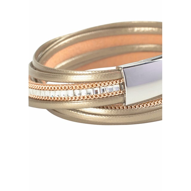 J.Jayz Wickelarmband »im Metallic Look«, mit Glassteinen online bestellen