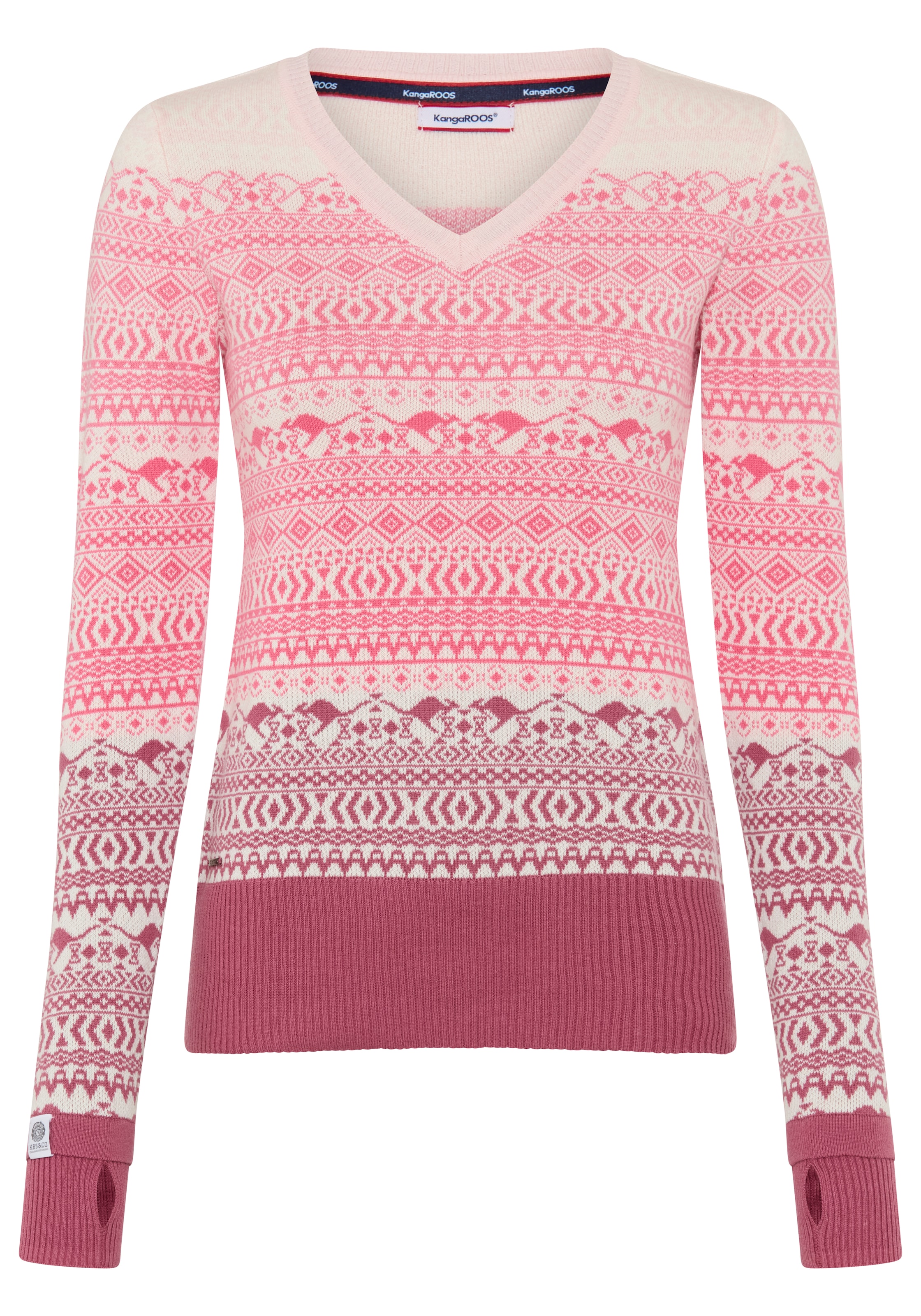 KangaROOS Jacquardpullover im Norweger-Muster mit kleinen Kängurus