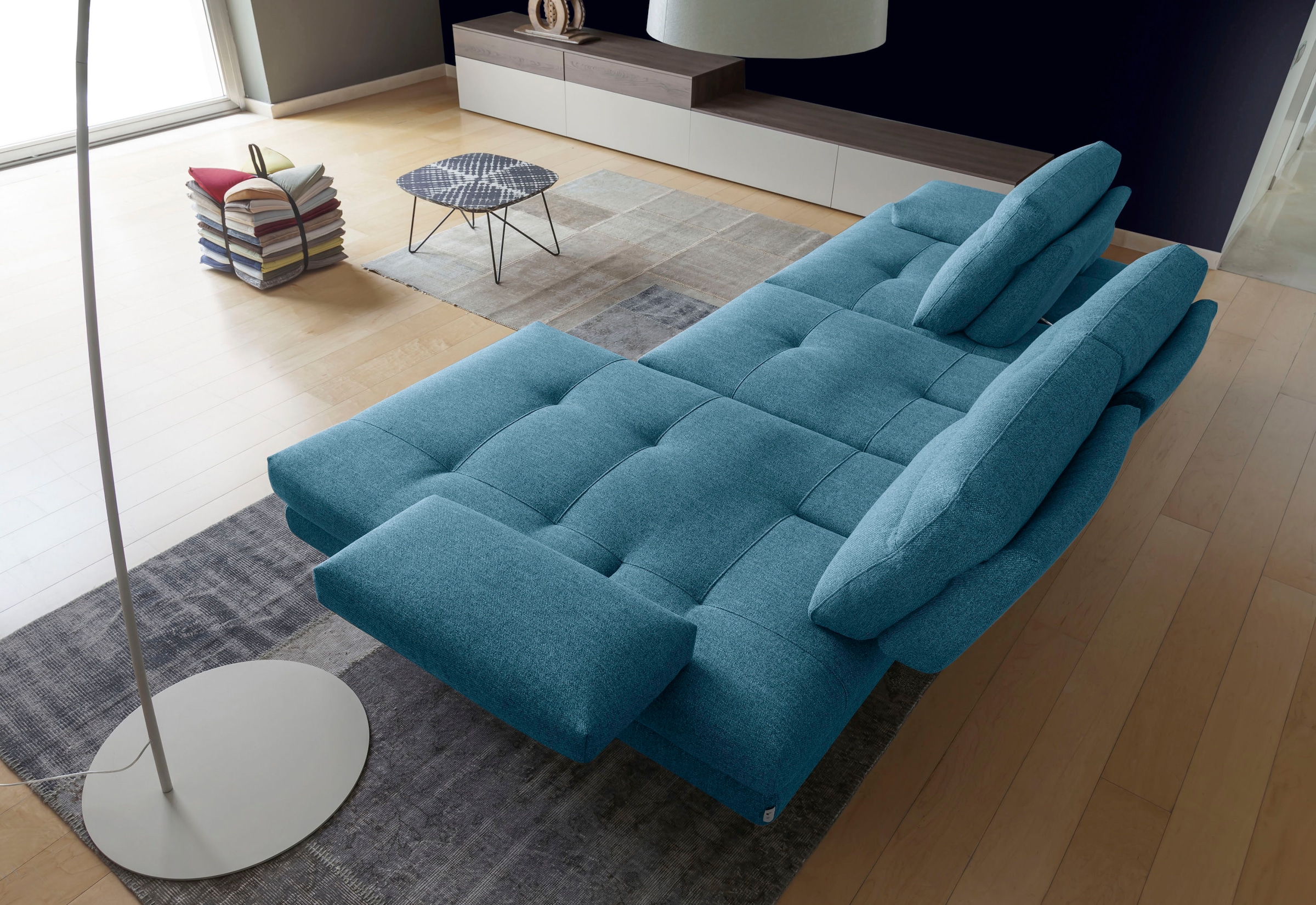 CALIA ITALIA Ecksofa »Toby Wing, Komfortsofa der Extraklasse, bequem, L-Form« inklusive Sitztiefenverstellung, Füße in schwarz matt