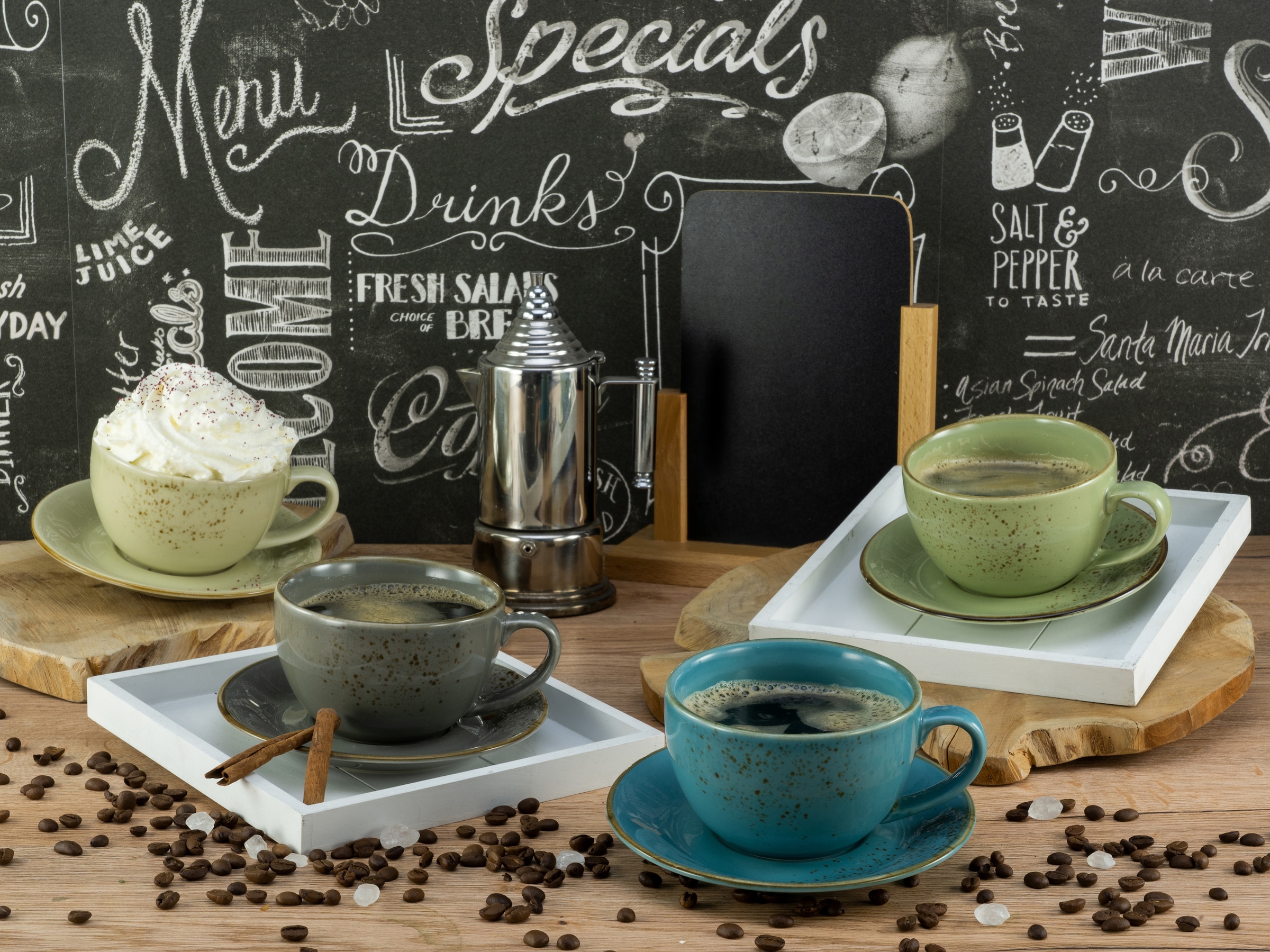 CreaTable Cappuccinotasse »Kaffeetasse NATURE COLLECTION«, (Set, 8 tlg.), Tassen Set, naturfarben mit Sprenkel, 4 Tassen, 4 Untertassen
