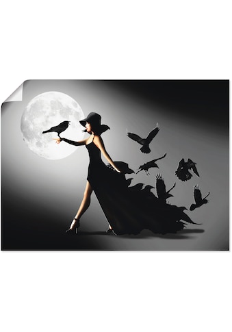 Artland Wandbild »Die Frau mit den Raben«, Animal Fantasy, (1 St.), in vielen Größen &... kaufen