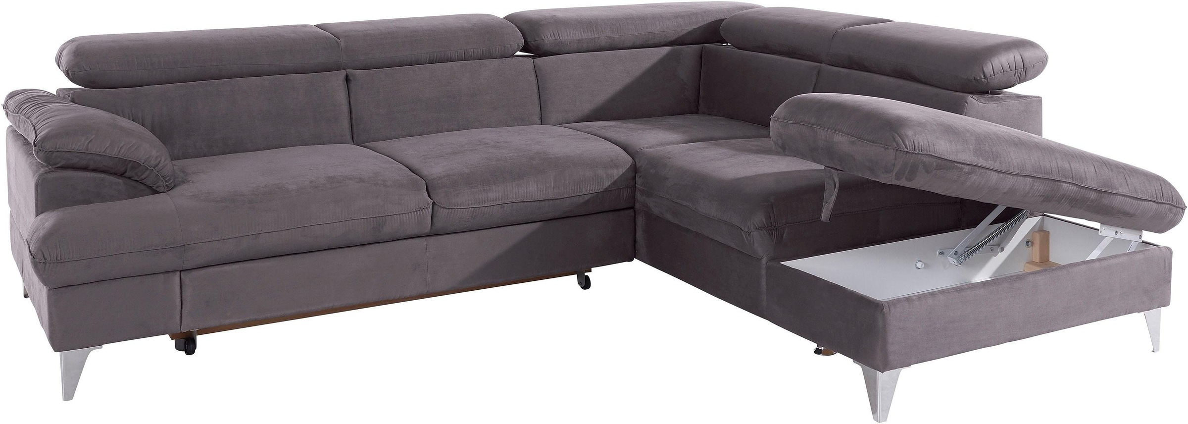 COTTA Polstergarnitur »Caluso L-Form«, Set bestehend aus: Ecksofa mit Kopfteilverstellung & Hocker