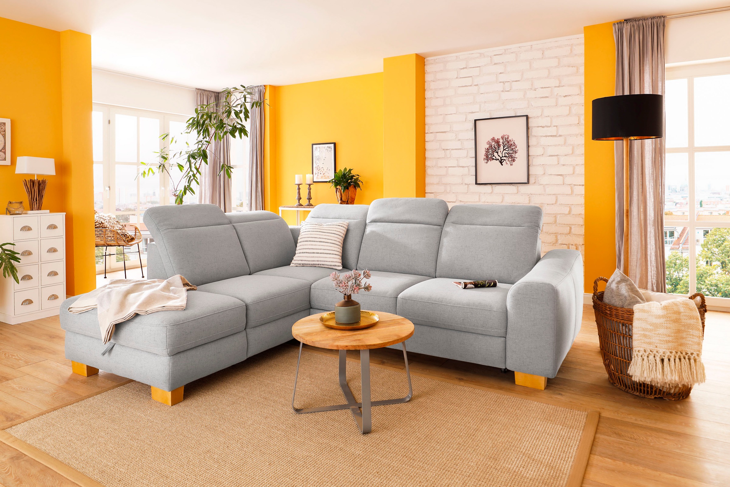 Home affaire Ecksofa »Dundee L-Form«, wahlweise mit Kopfteilverstellung und günstig online kaufen