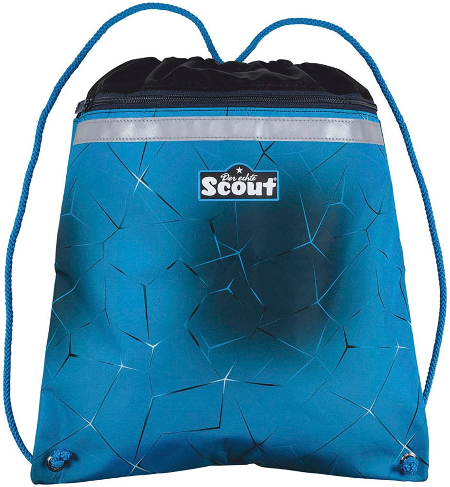Scout Schulranzen »Alpha Safety Light, mit LED-Lichtleiter, Polar Blue«, Retroreflektierende Flächen-LED-Lichtleiter, mit Powerbank; enthält recyceltes Material