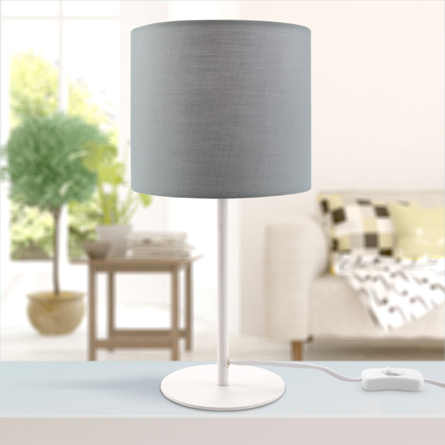 Paco Home Tischleuchte »Uni Color«, 1 flammig, Leuchtmittel E14 | ohne Leuchtmittel, LED E14 Lampe, Für Wohnzimmer Und Schlafzimmer, Unifarben, Deko