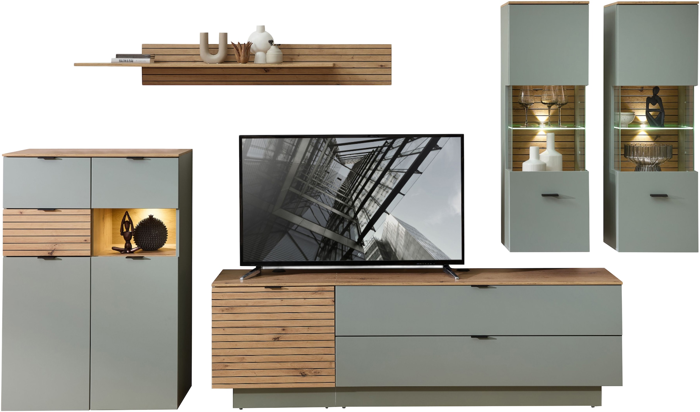Innostyle Wohnwand »Ina Wohnwand, 340x200x44 cm (B/H/T)«, (6 St.) günstig online kaufen