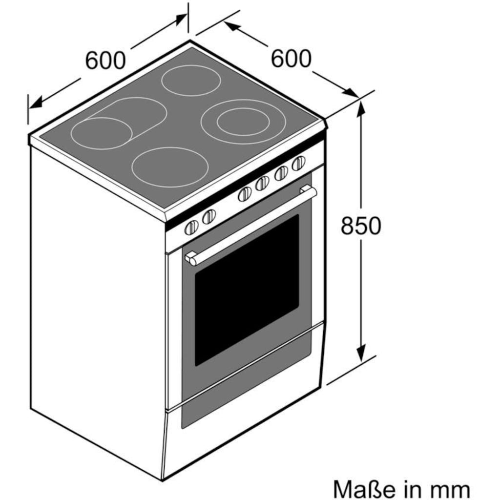 BOSCH Elektro-Standherd »HKR39C250«, 4, HKR39C250, mit 2-fach-Teleskopauszug, ecoClean Direct