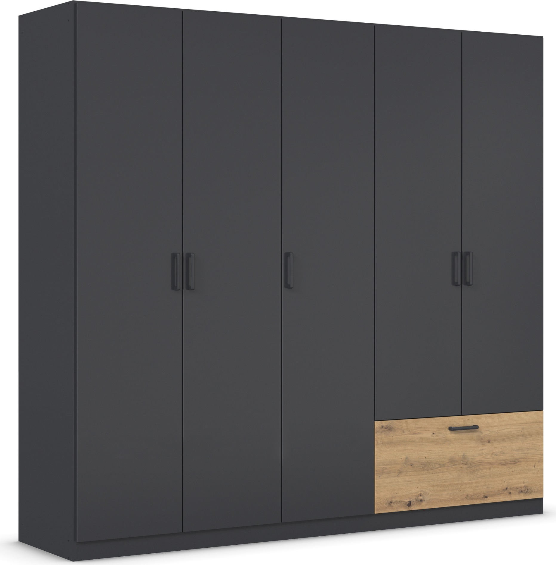 rauch Drehtürenschrank »Kleiderschrank Schrank Garderobe Wäscheschrank BARI«, mit Schubasten außen, moderner Griff in Graumetallic MADE IN GERMANY