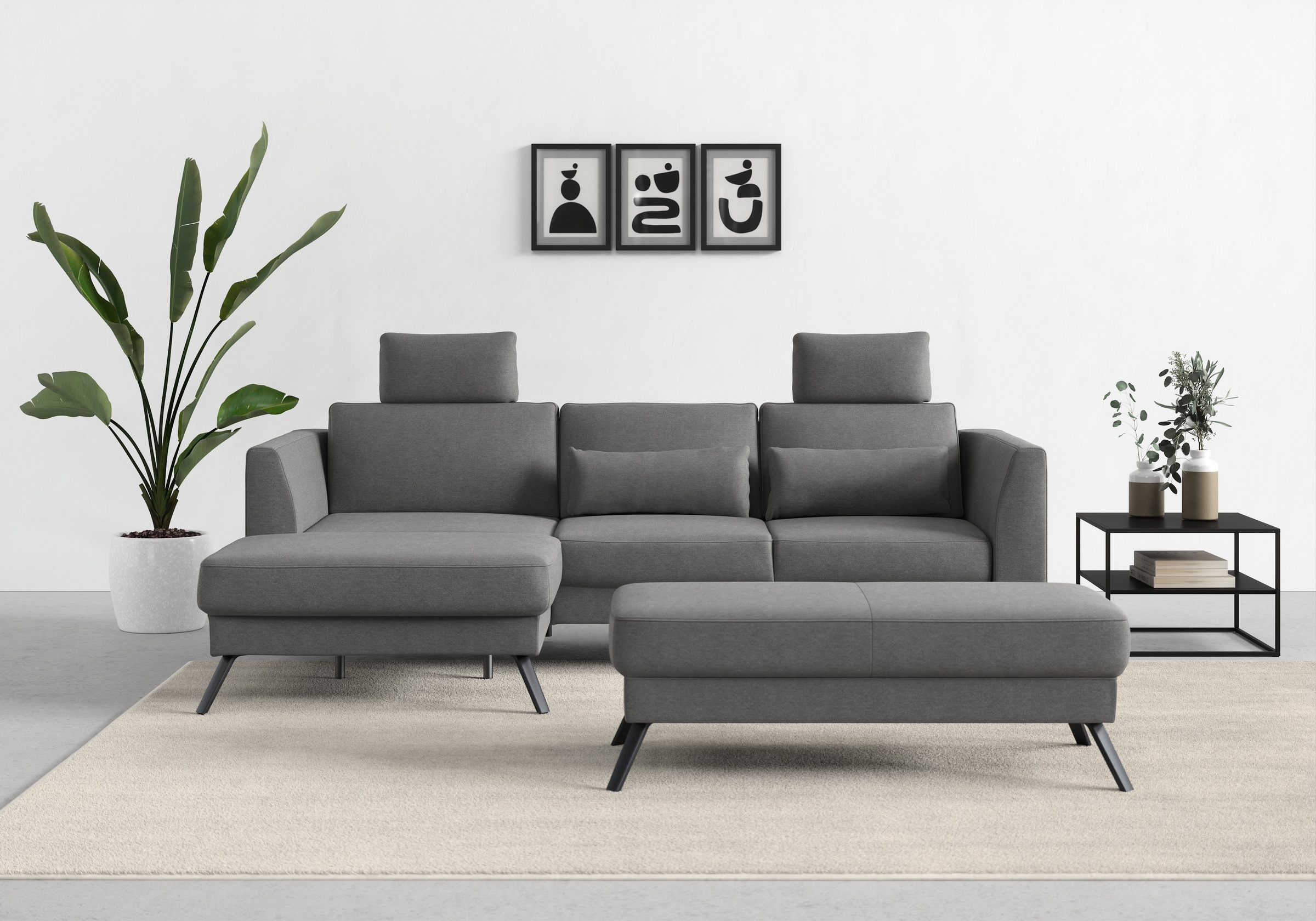 sit&more Ecksofa »Lindholm L-Form«, mit Sitztiefenverstellung und Federkern