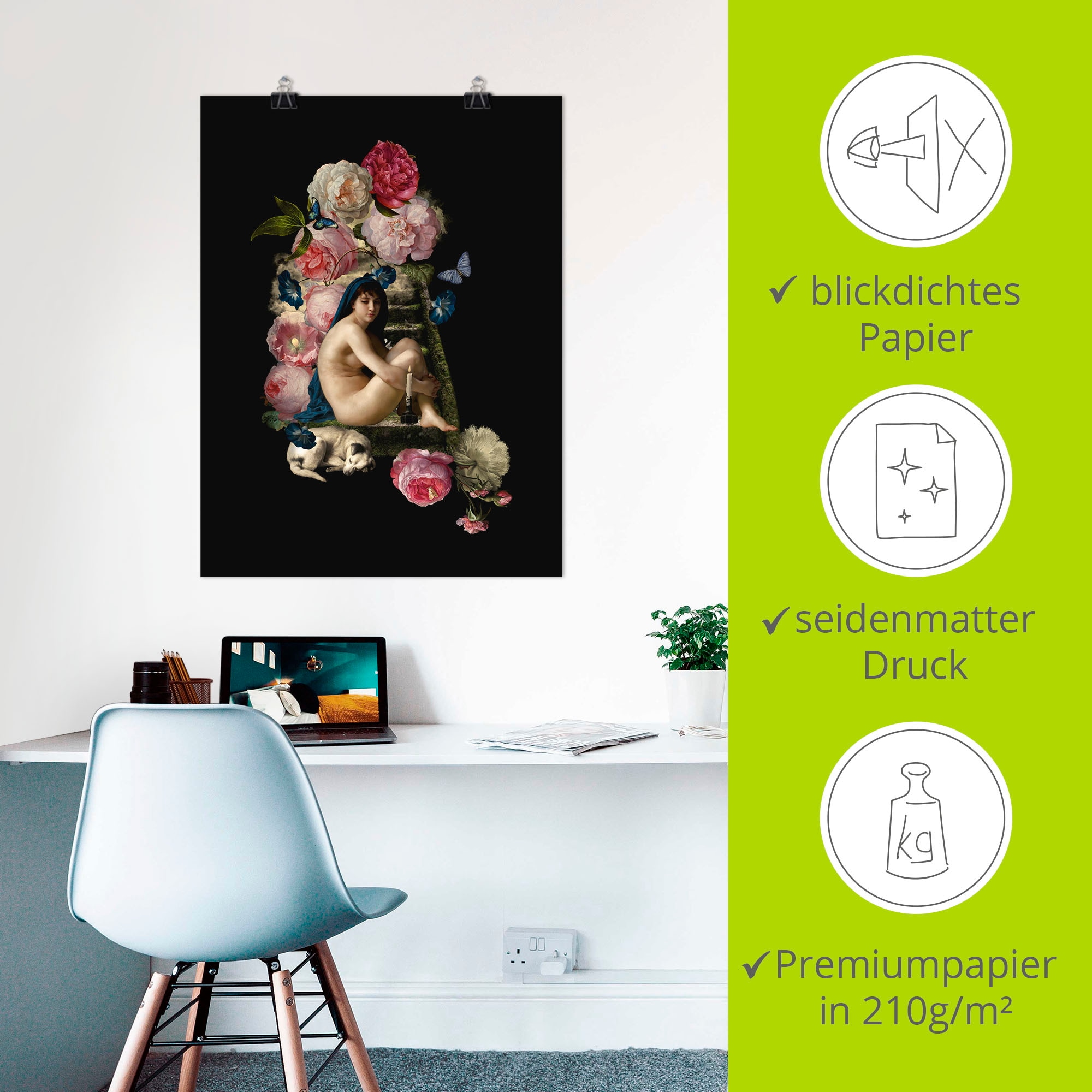 Artland Poster »Nackte Venus mit Hund«, Gottes Bilder, (1 St.), als Alubild, Leinwandbild, Wandaufkleber oder Poster in versch. Größen