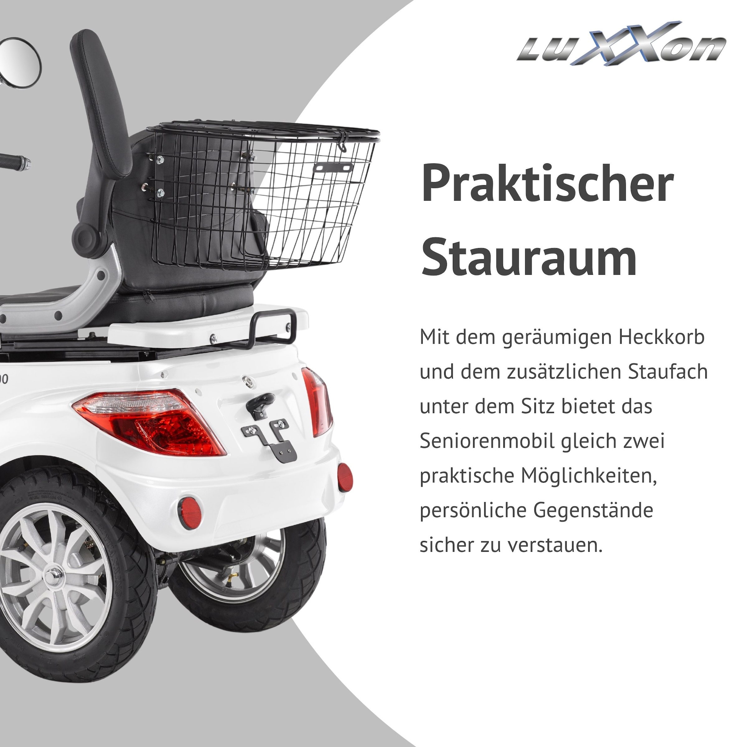Luxxon Elektromobil »E3800« 800 W 20 km/h Elektroroller, Korb,  bis zu 65 km Reichweite, Elektro Dreirad, Seniorenmobil