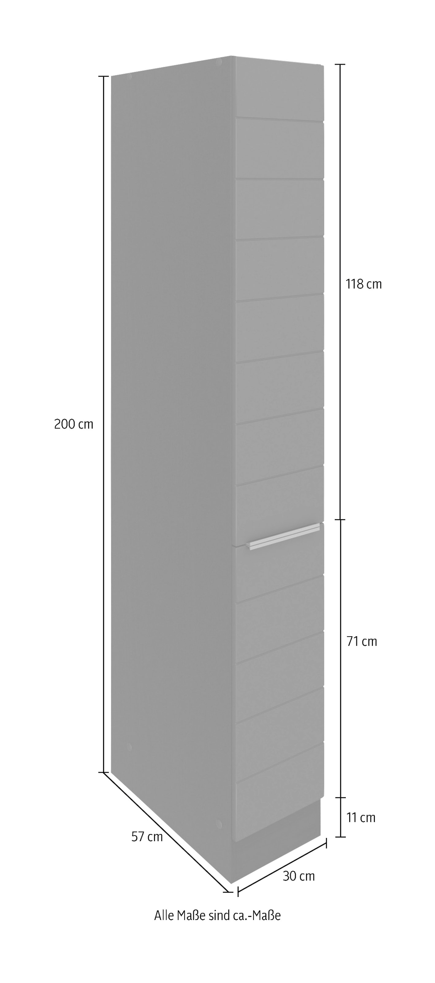 KOCHSTATION Apothekerschrank »KS-Luhe« 30 cm breit, hochwertige MDF-Fronten mit waagerechter Lisene