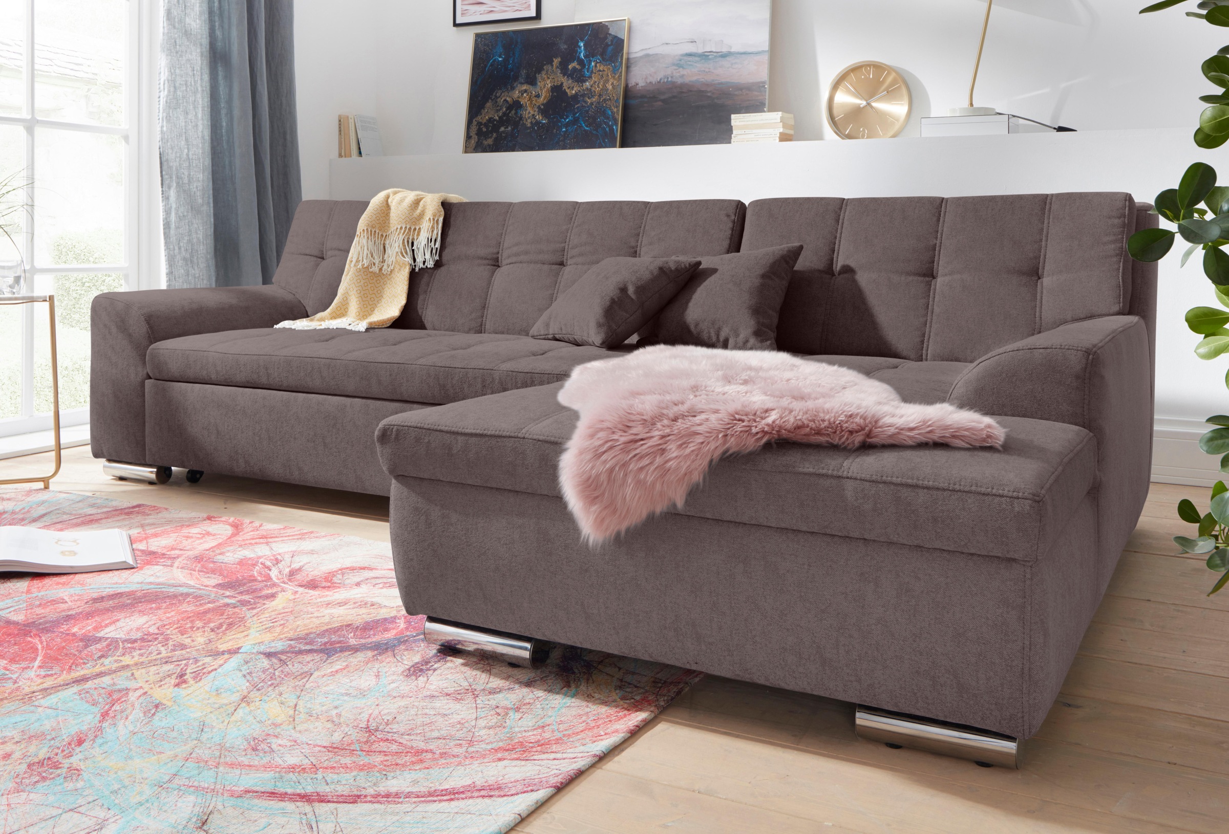 DOMO collection Ecksofa "Aversa, moderne Steppung im Sitz und Rücken, gesch günstig online kaufen