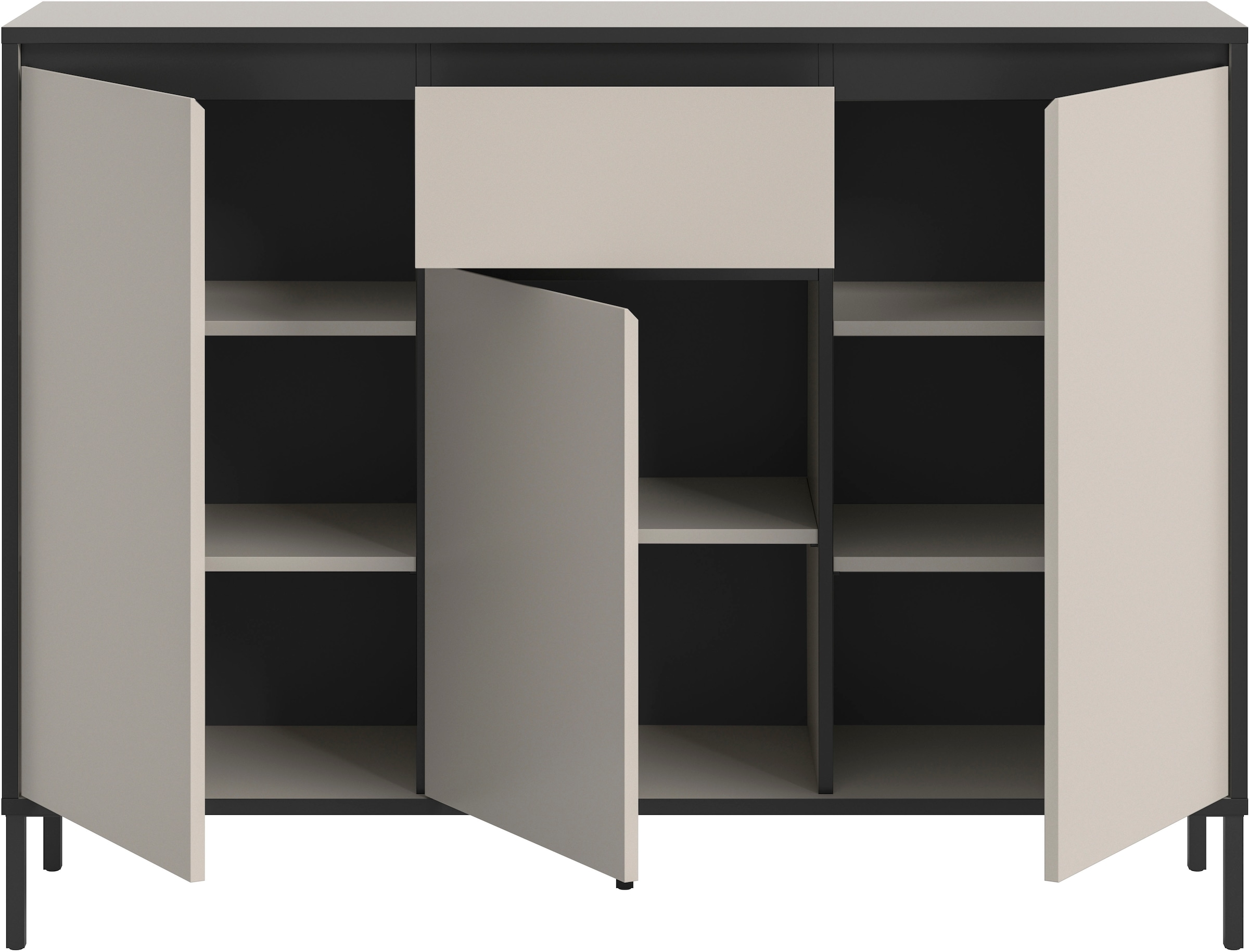 INOSIGN Sideboard »NORT, Höhe: 101cm, mit Metall Stabfuß, 3 Türen, 1 Schubkasten«, Anrichte, Kommode, Schrank, Board, Higboard