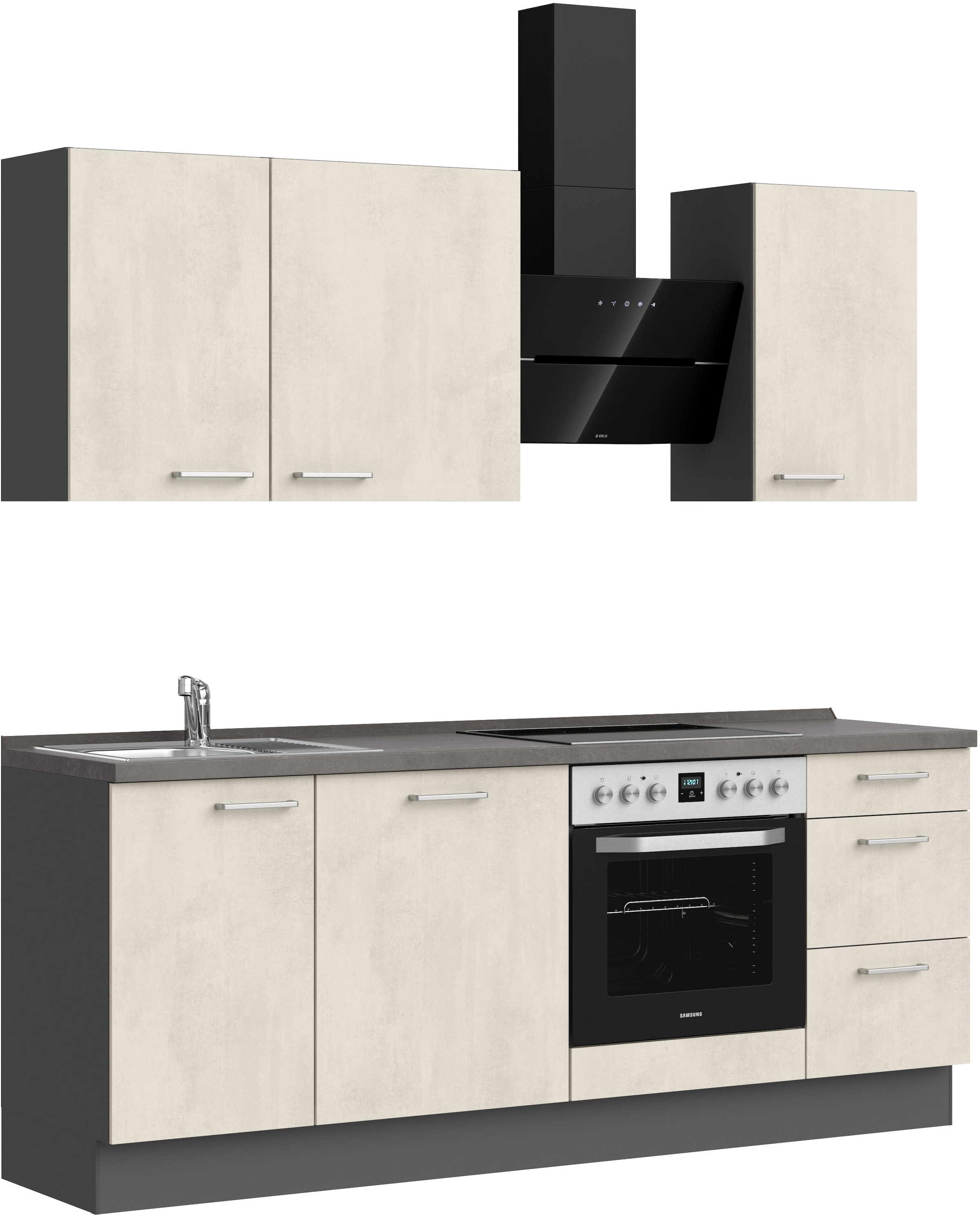 nobilia® Küchenzeile »"Riva II"«, vormontiert, Ausrichtung wählbar, Breite 210 cm, wahlw. mit E-Geräten