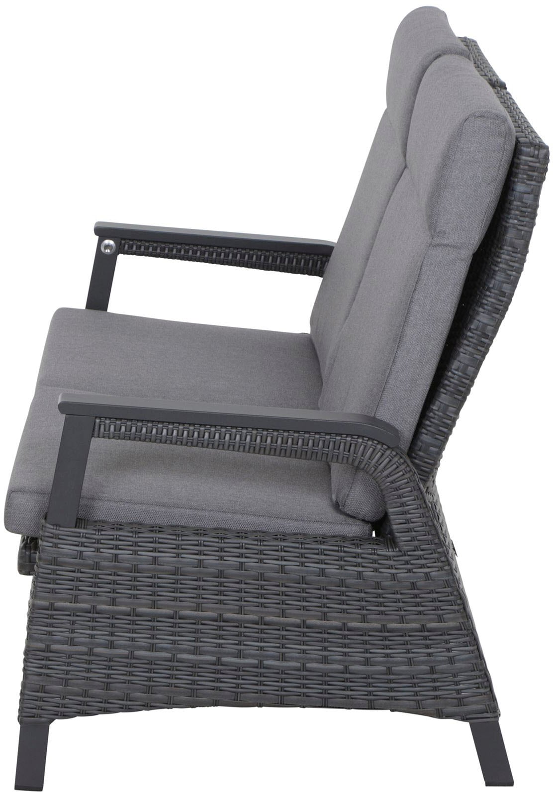 Siena Garden Gartenlounge-Set »Solea«, (Set, 8 tlg.), bestehend aus 2 Sesseln, 1 Bank, 1 Tisch und 4 Auflagen