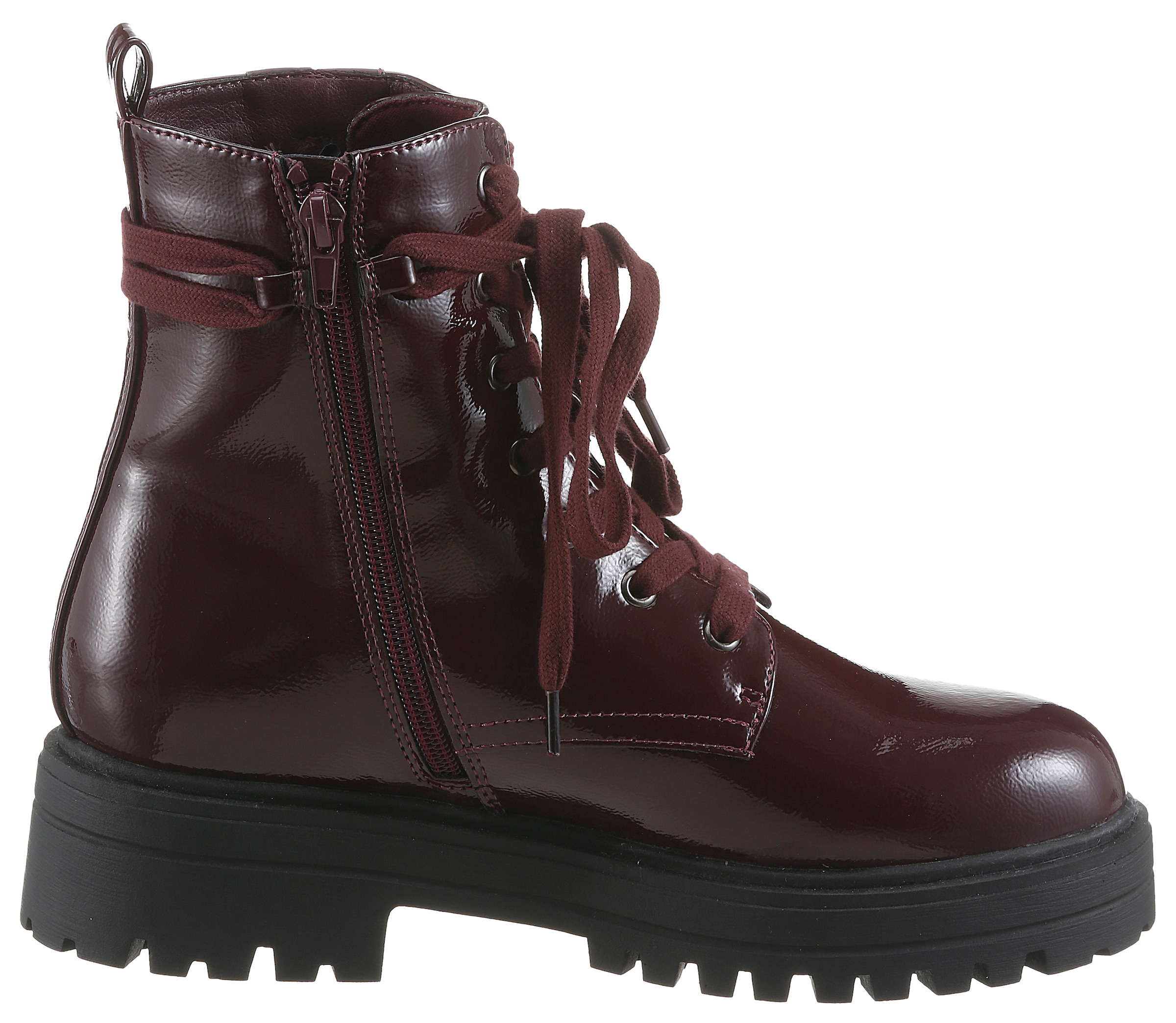 Aniston SHOES Schnürboots  Ankle Boots mit Reißverschluss, in Glanz-Optik - NEUE KOLLEKTION
