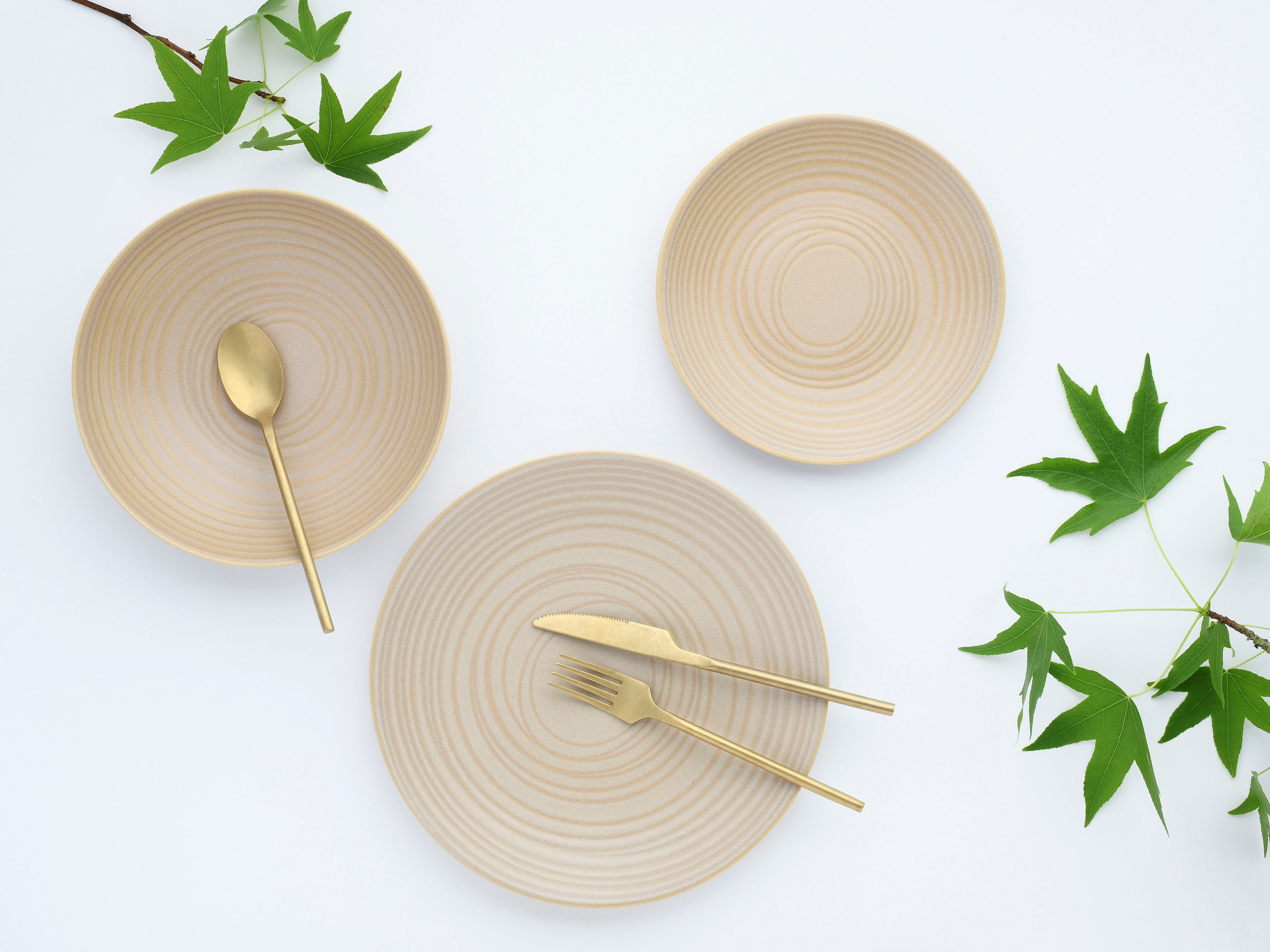 CreaTable Tafelservice »Lava Stone Sand«, (Set, 12 tlg.), robuste, kratzfeste, seidenmatte Glasur