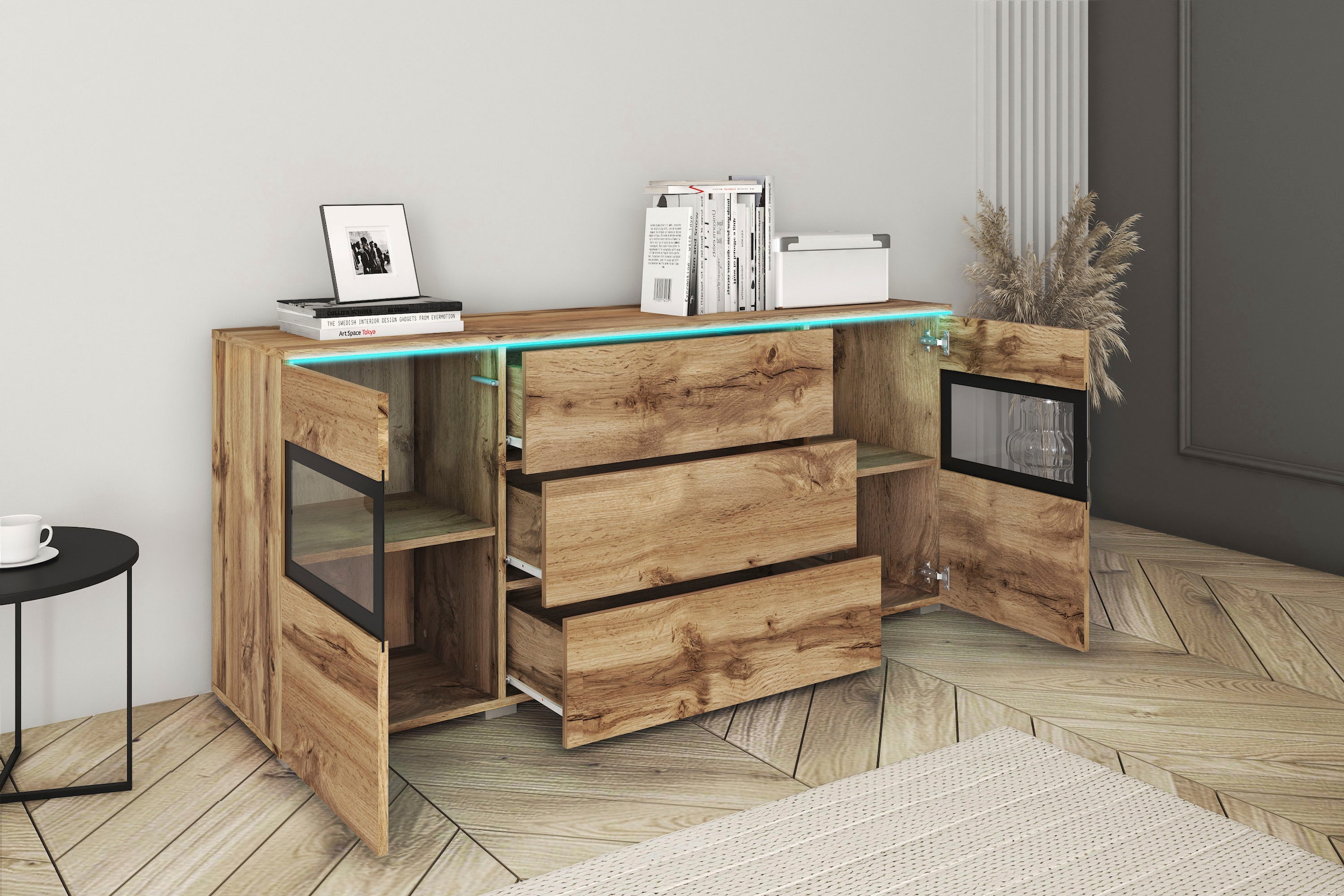 INOSIGN Sideboard »VERA«, moderne grifflose Kommode Breite 150 cm, Einlegeböden verstellbar