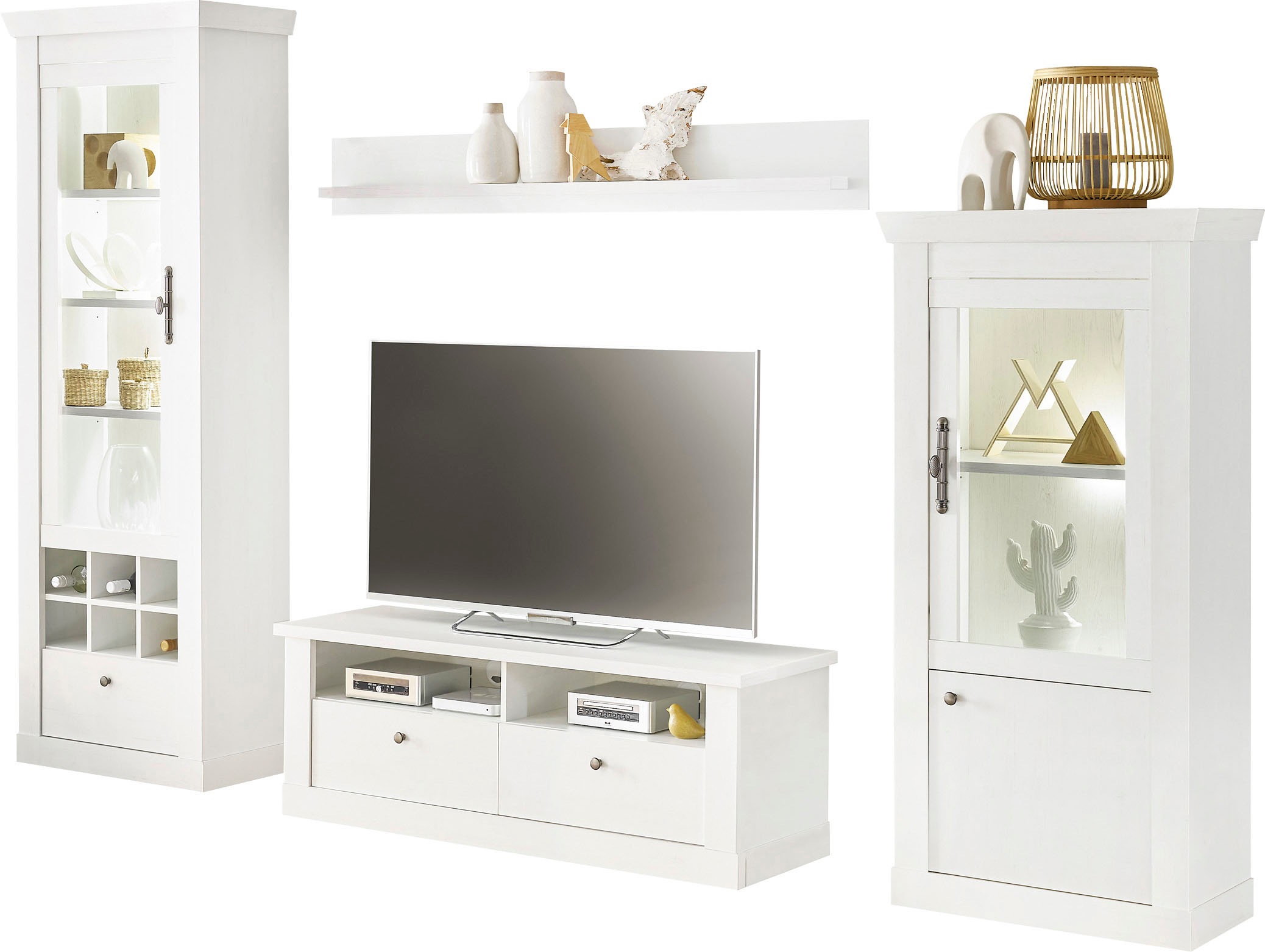 Home affaire Wohnwand "RAVENNA" 4 Stk. tlg. im romantischen Landhausstil, G günstig online kaufen