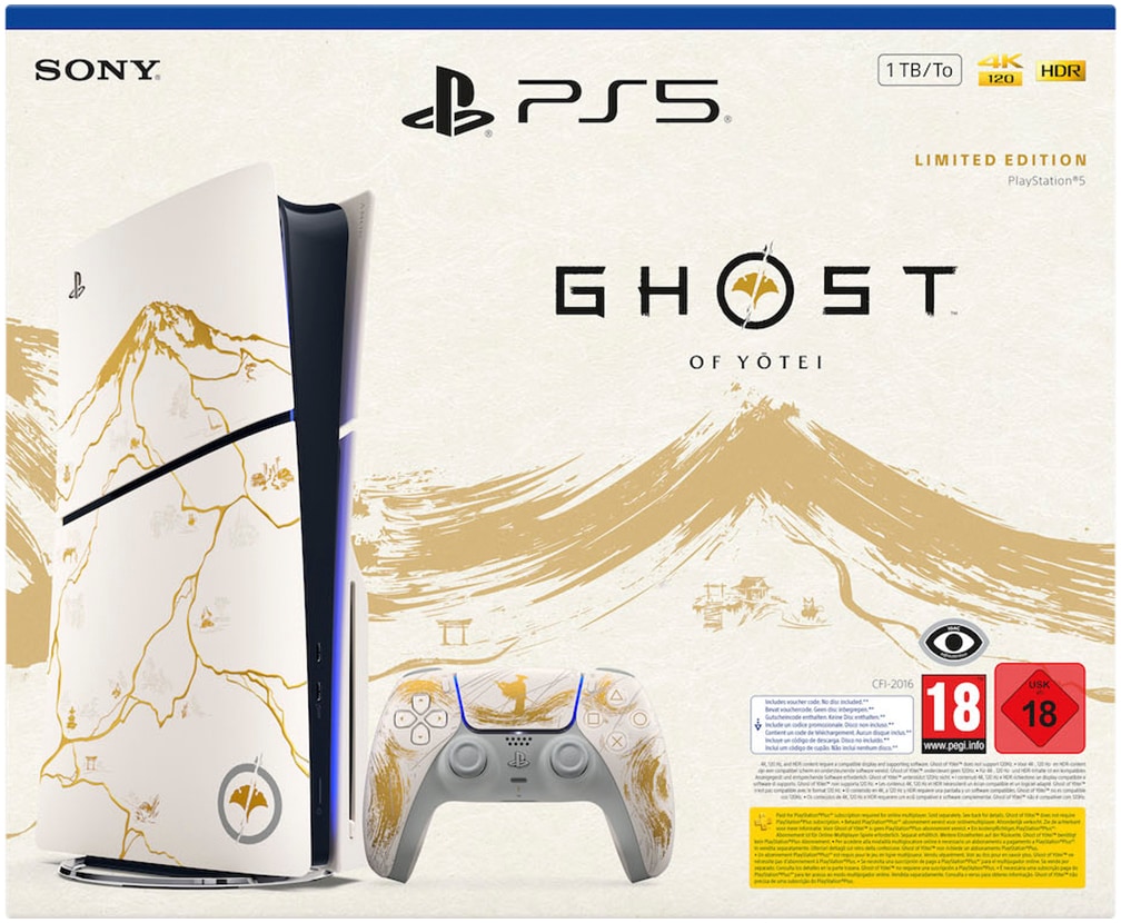 PlayStation 5 Spielekonsole »PS5 Ghost of Yōtei Gold Limited Edition Bundle« 1.000 GB PlayStation 5 Disk – Limited Edition Ghost of Yotei