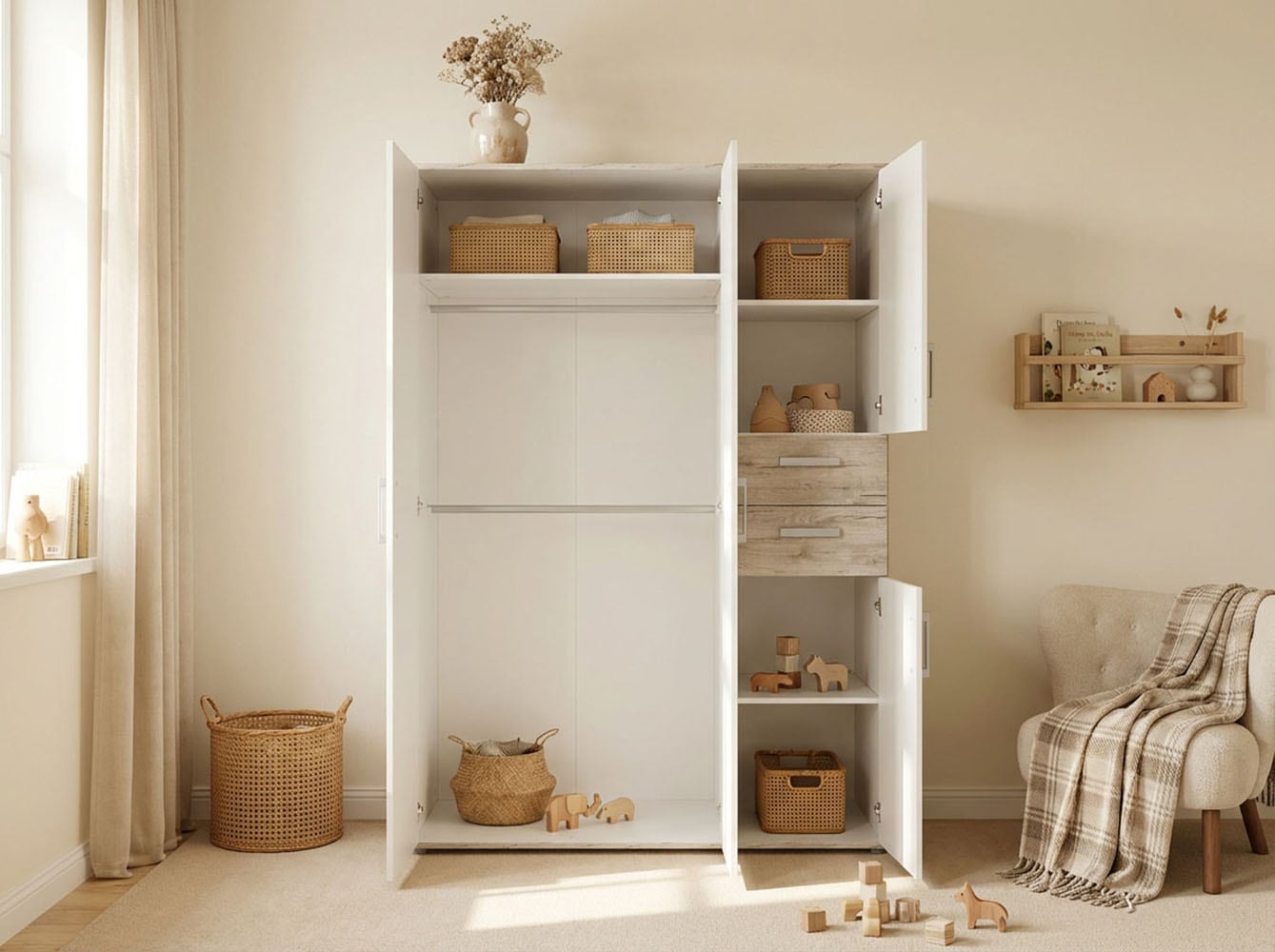 arthur berndt Babyzimmer-Komplettset »Bente« Set, Kinderbett, Schrank, Wickelkommode, 3 Stk. tlg. Made in Germany; mit Kinderbett, Schrank und Wickelkommode