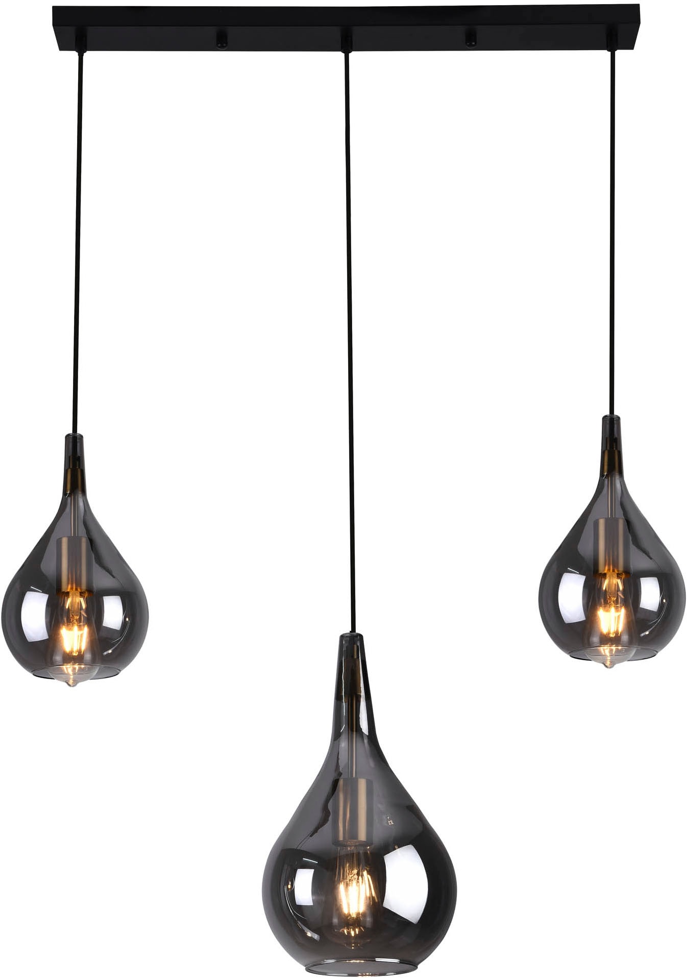 näve Pendelleuchte »Gota« E27 1 Stk. 3er je 1 x E27, Rauchglas (2 kleine Gl günstig online kaufen