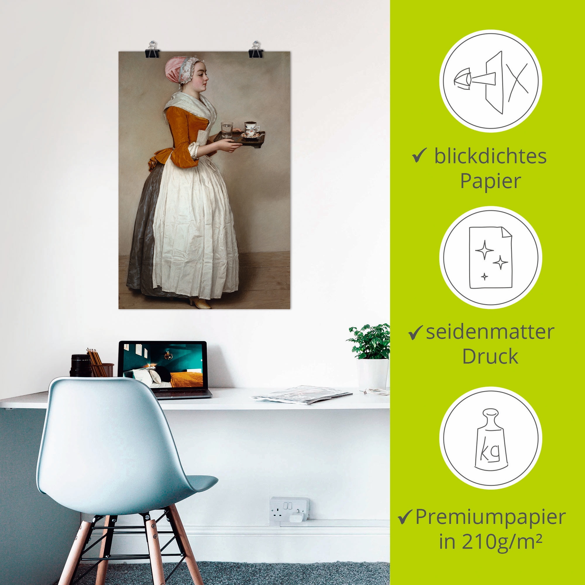 Artland Wandbild »Das Schokoladenmädchen. Um 1744/45«, Frau, (1 St.), als Alubild, Outdoorbild, Leinwandbild, Poster, Wandaufkleber